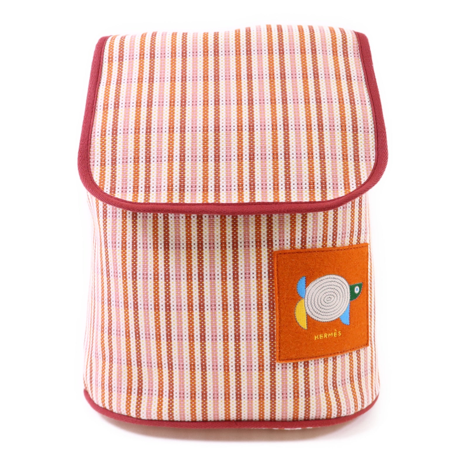 HERMES 布料Animaux Nattes Backpack銀扣背包