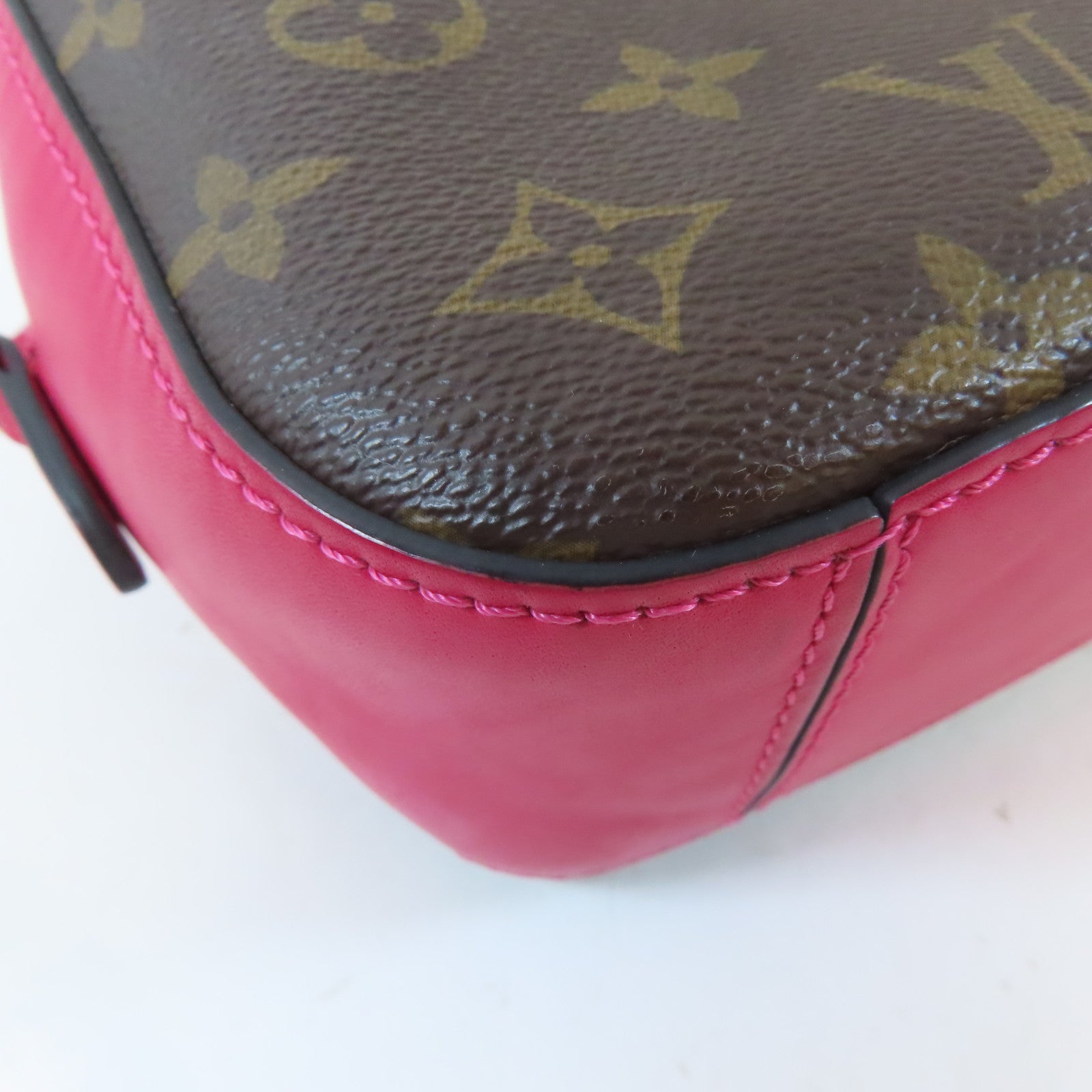 LOUIS VUITTON Monogram Saintonge金扣肩背袋啡色/粉紅色