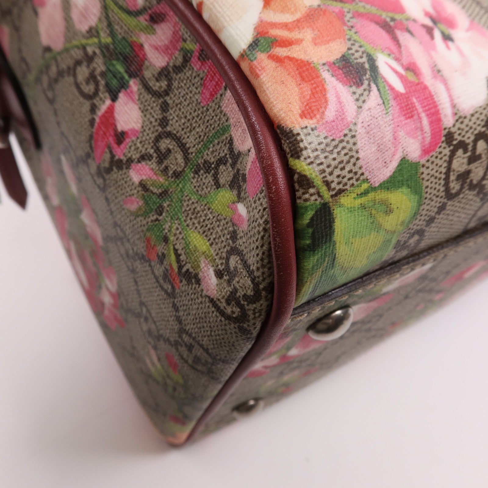 GUCCI 塗層帆布Boston銀扣手挽肩背兩用袋