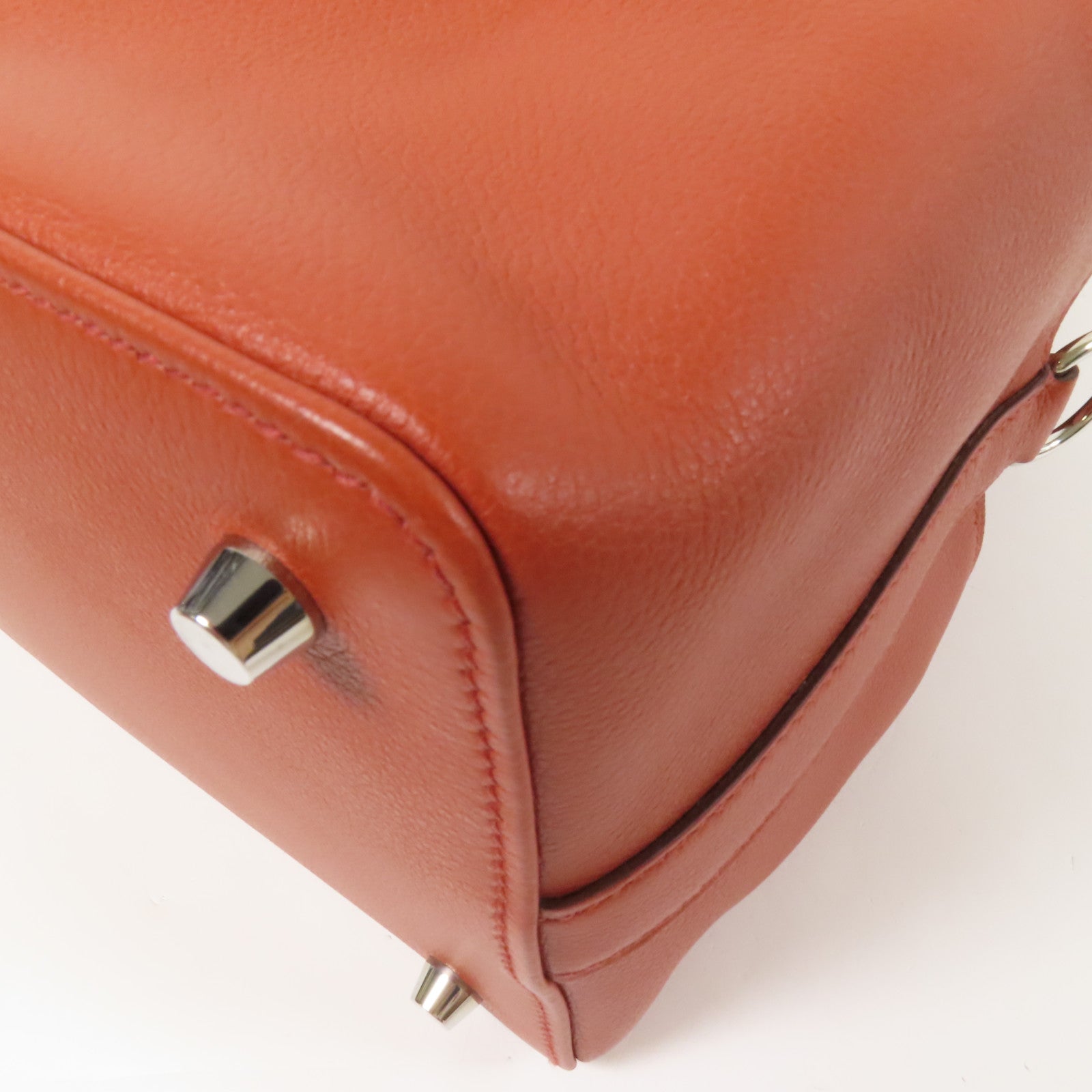 HERMES Evercolor皮革Tool Box 20銀扣手挽肩背兩用袋Brique