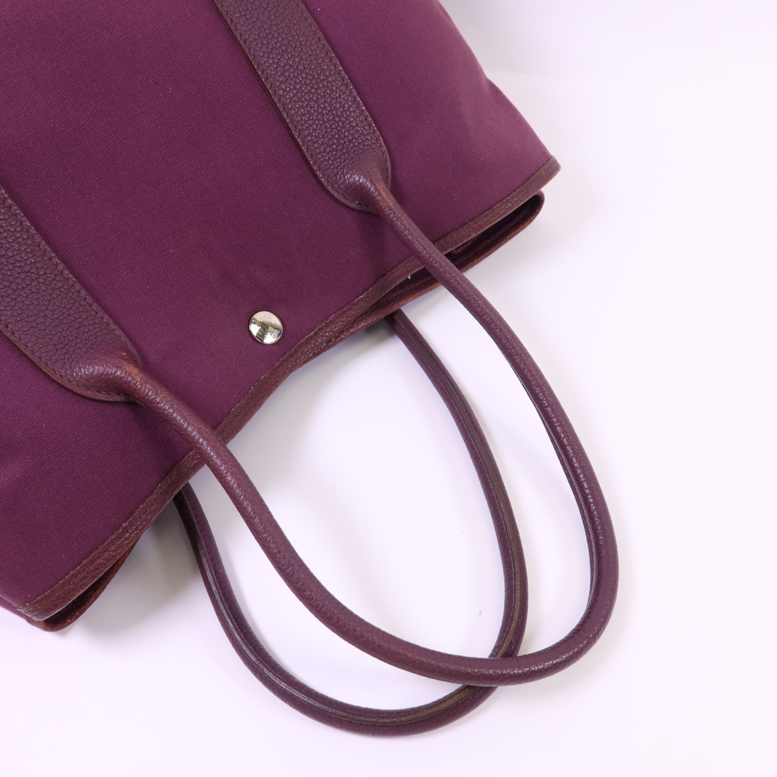 HERMES 帆布Garden Party PM銀扣手挽袋