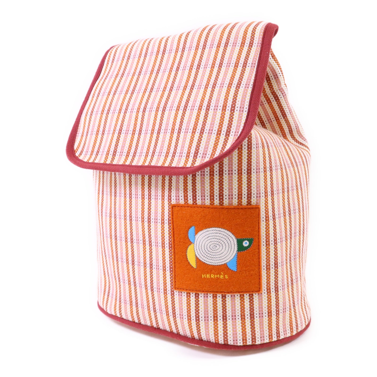 HERMES 布料Animaux Nattes Backpack銀扣背包