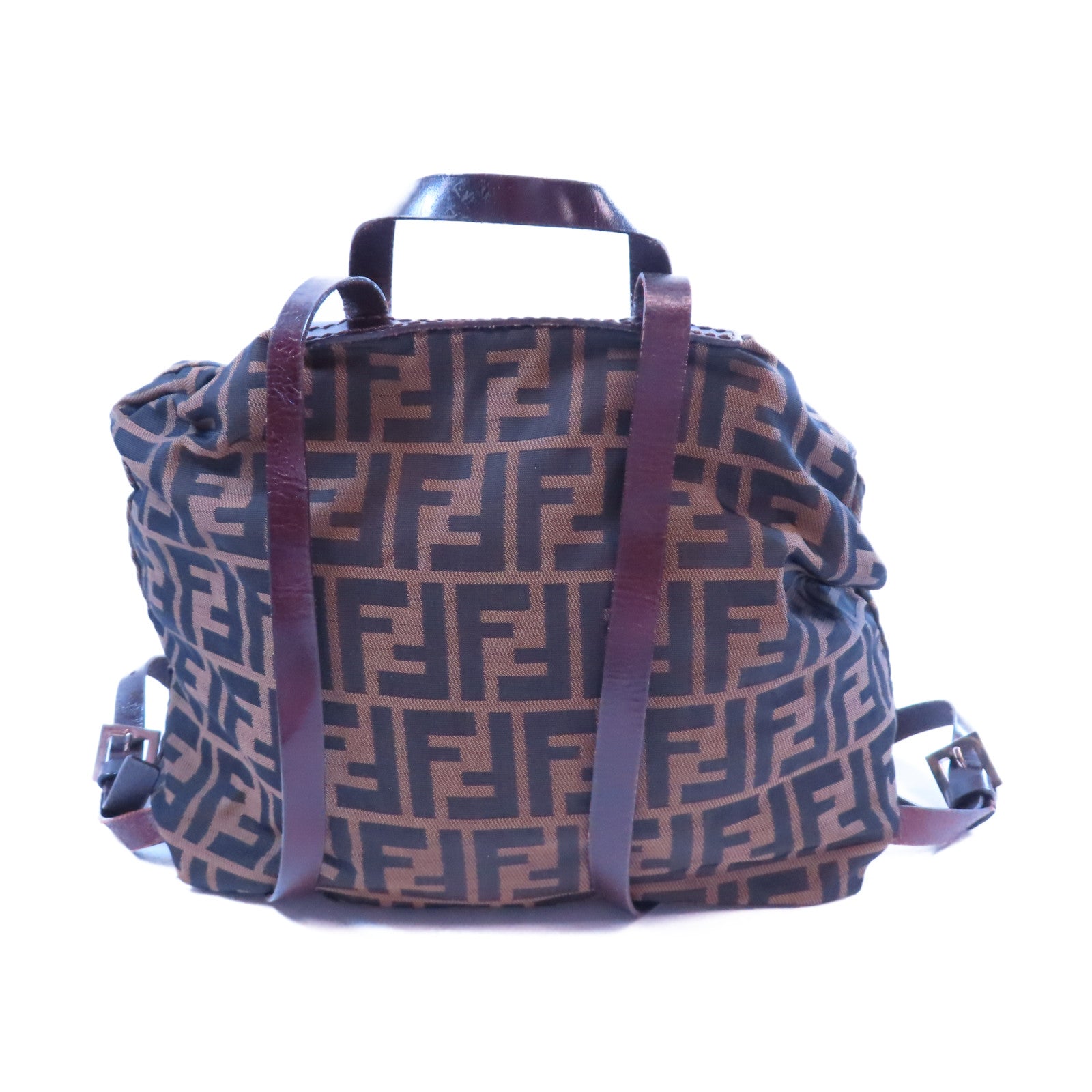 FENDI 牛皮皮革/帆布Backpack金扣背包