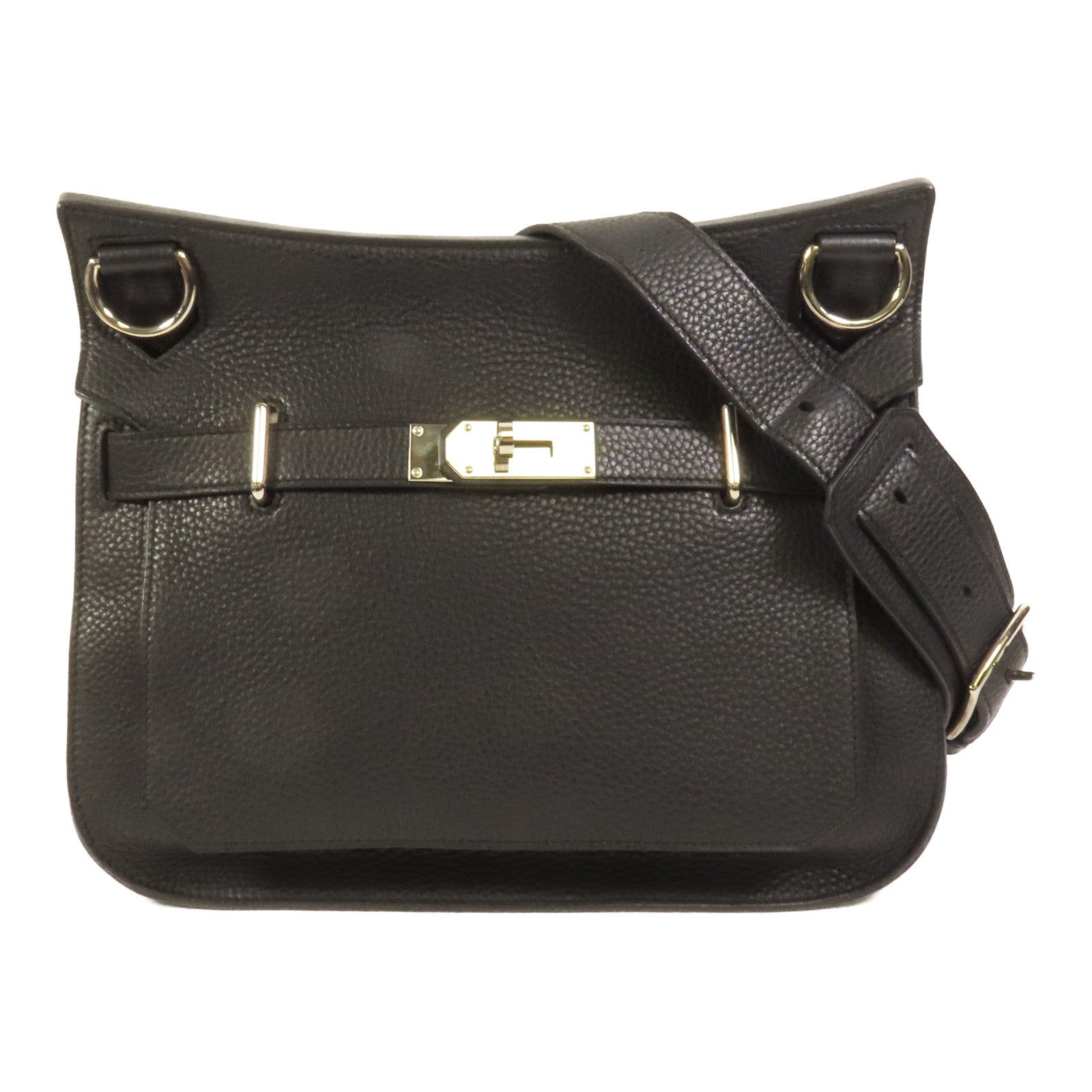 HERMES Clemence皮革Jypsiere 31銀扣肩背袋Noir