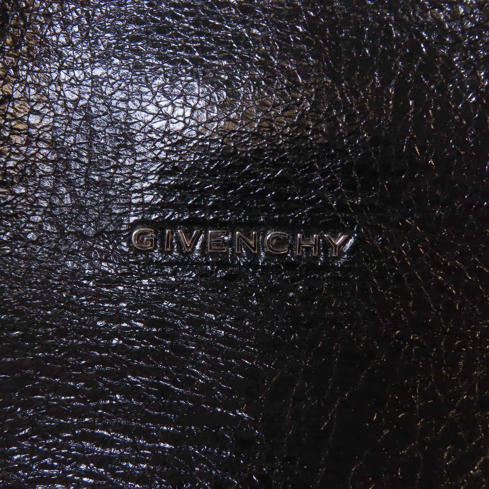 GIVENCHY 皮革Pandora銀扣手挽肩背兩用袋黑色