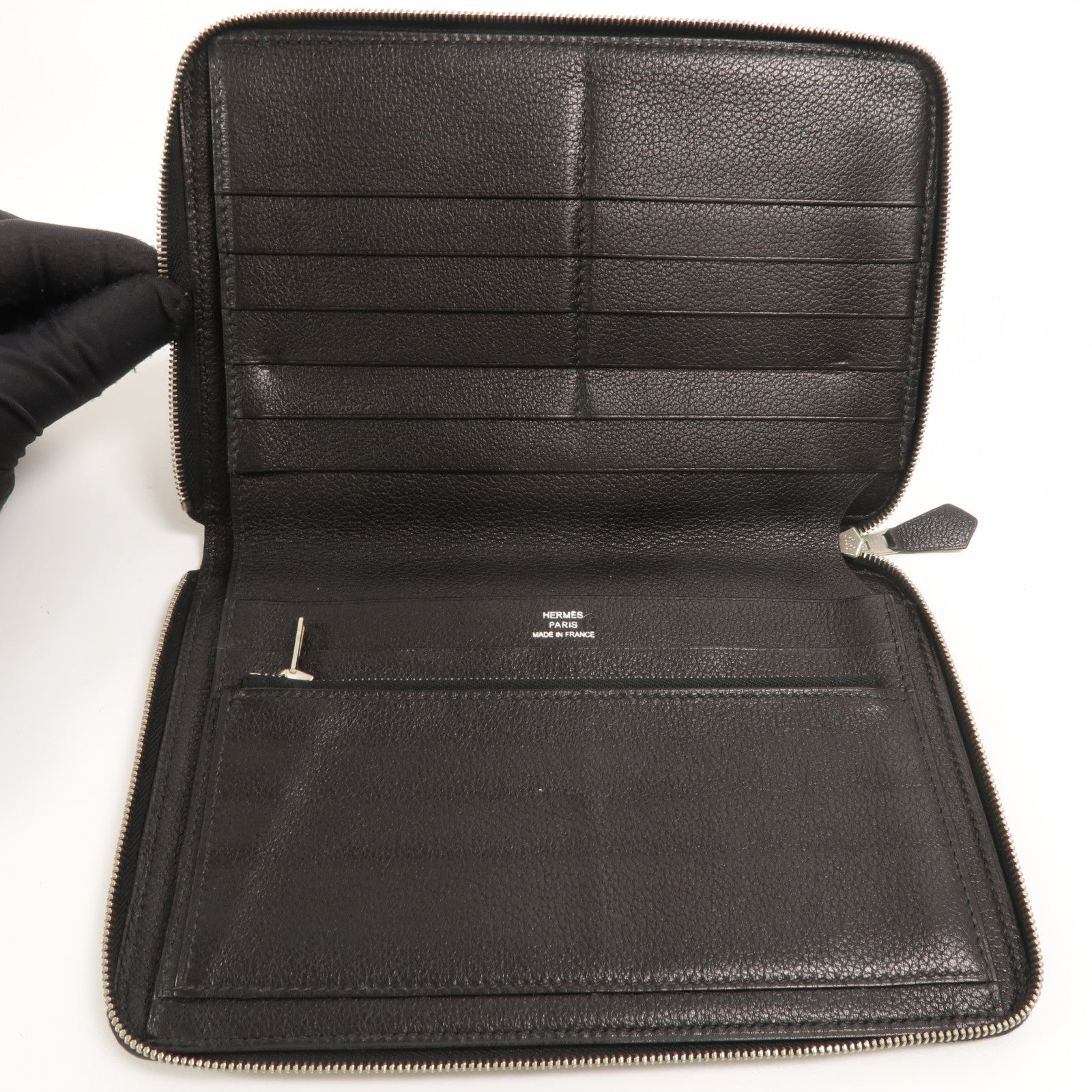 HERMES Evercolor皮革Azap Combined Long Wallet長錢包Noir