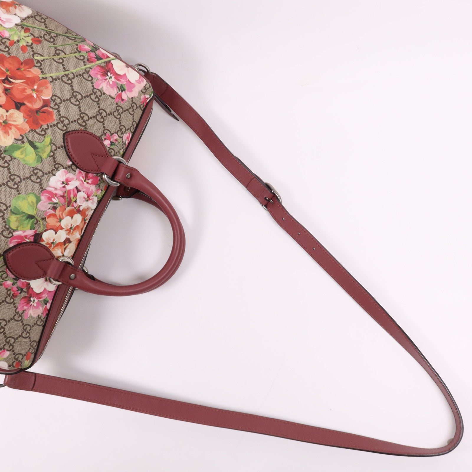 GUCCI 塗層帆布Boston銀扣手挽肩背兩用袋