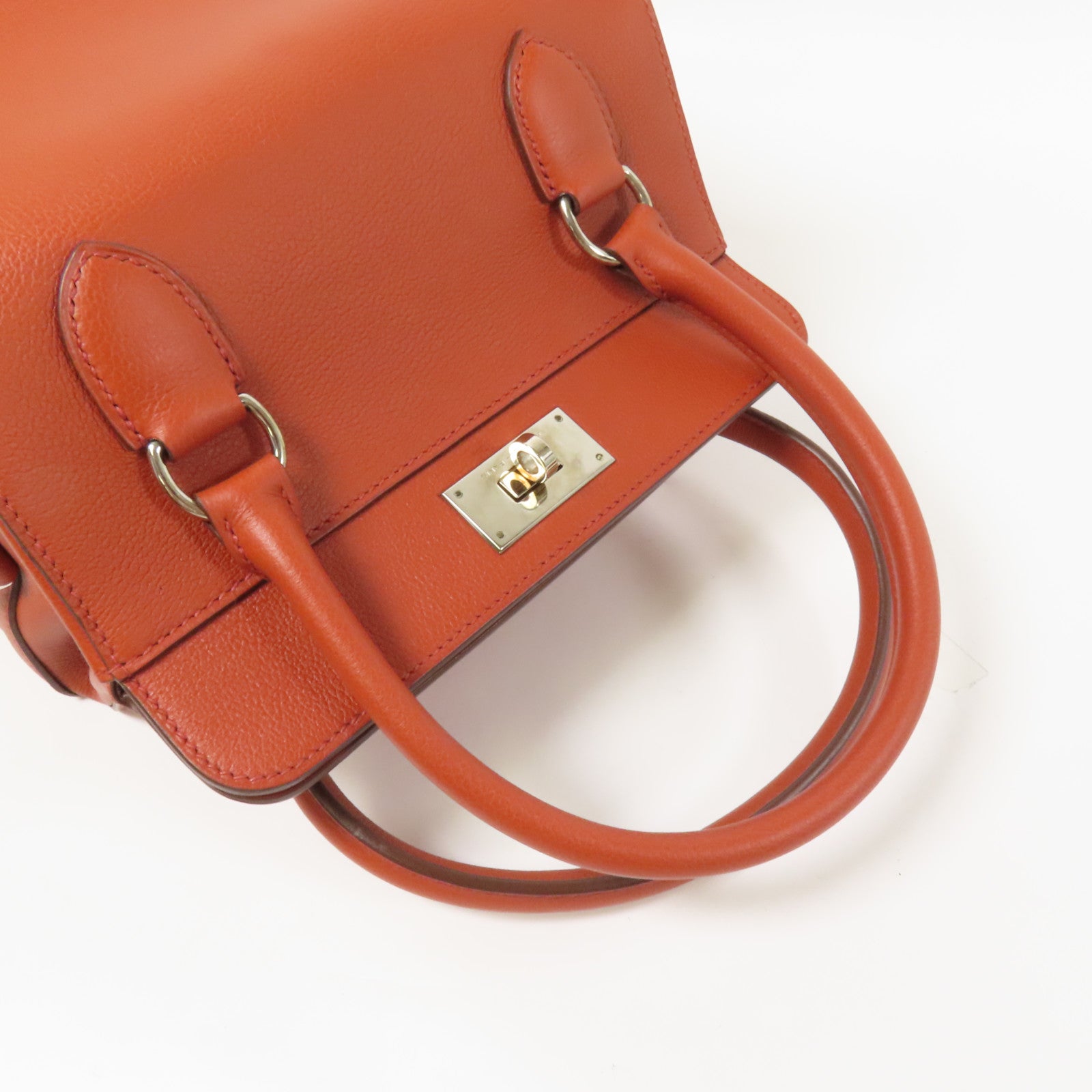 HERMES Evercolor皮革Tool Box 20銀扣手挽肩背兩用袋Brique