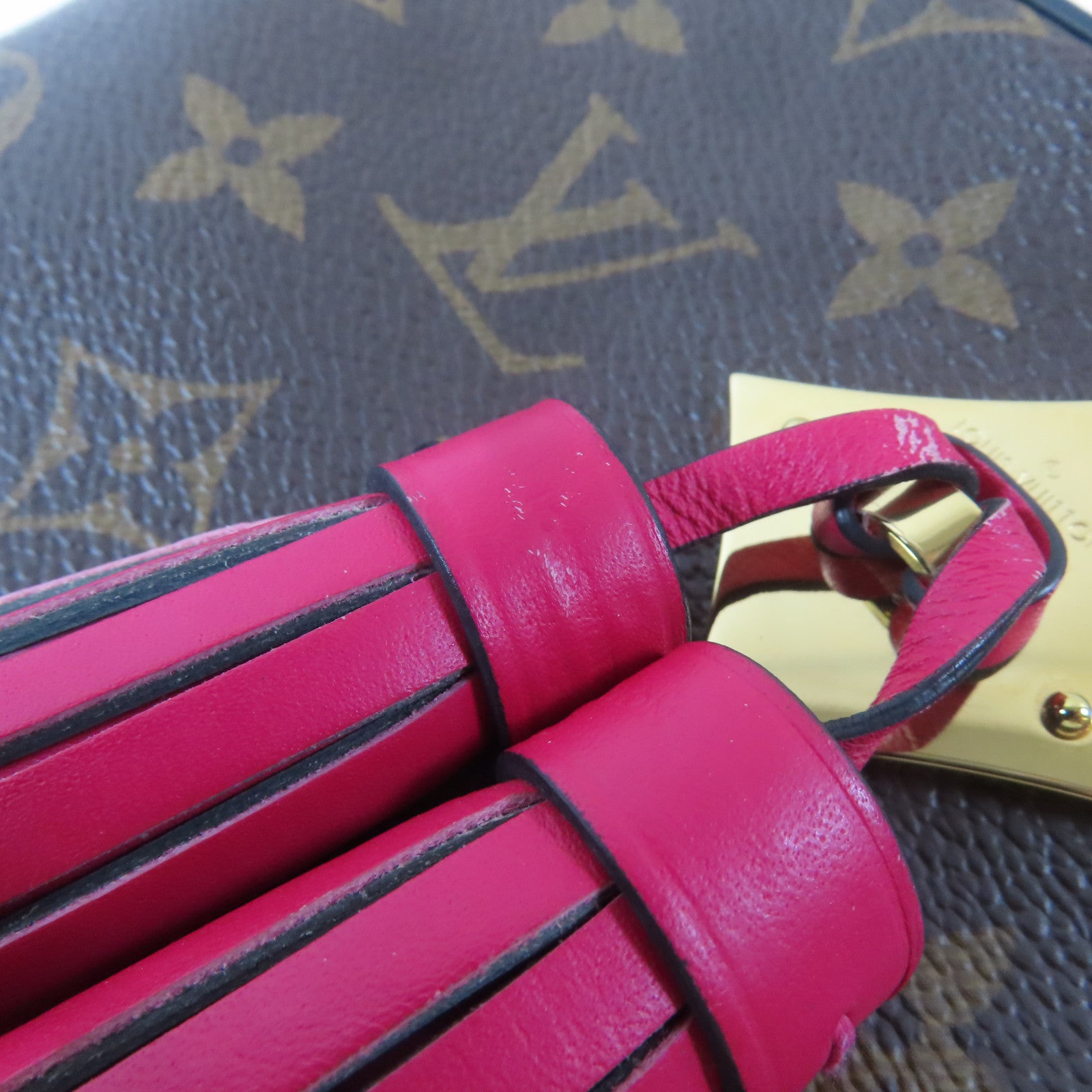 LOUIS VUITTON Monogram Saintonge金扣肩背袋啡色/粉紅色