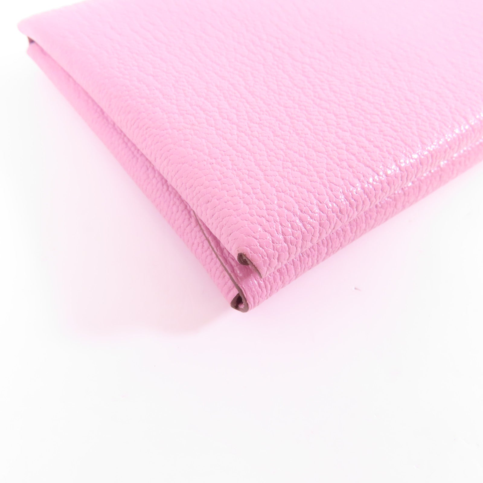 HERMES 【激減優惠】Epsom皮革Calvi Duo銀扣卡片套Mauve Sylvestre粉紅色