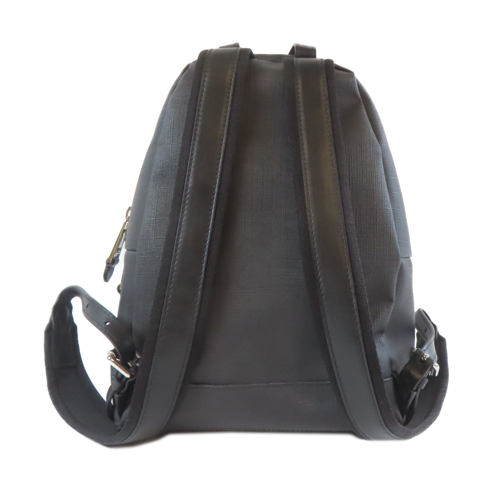 MOSCHINO 塗層帆布Backpack銀扣背包黑色