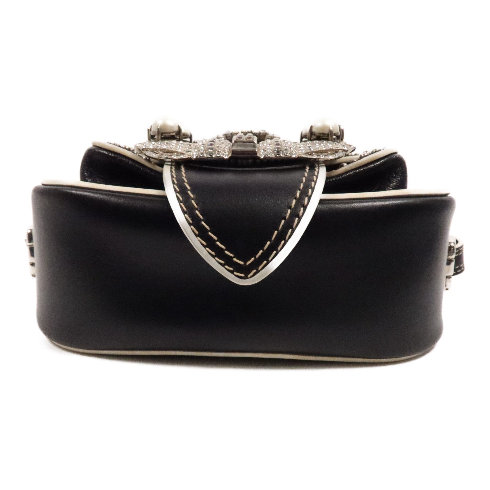 Miu Miu 牛皮皮革Shoulder Bag銀扣肩背袋