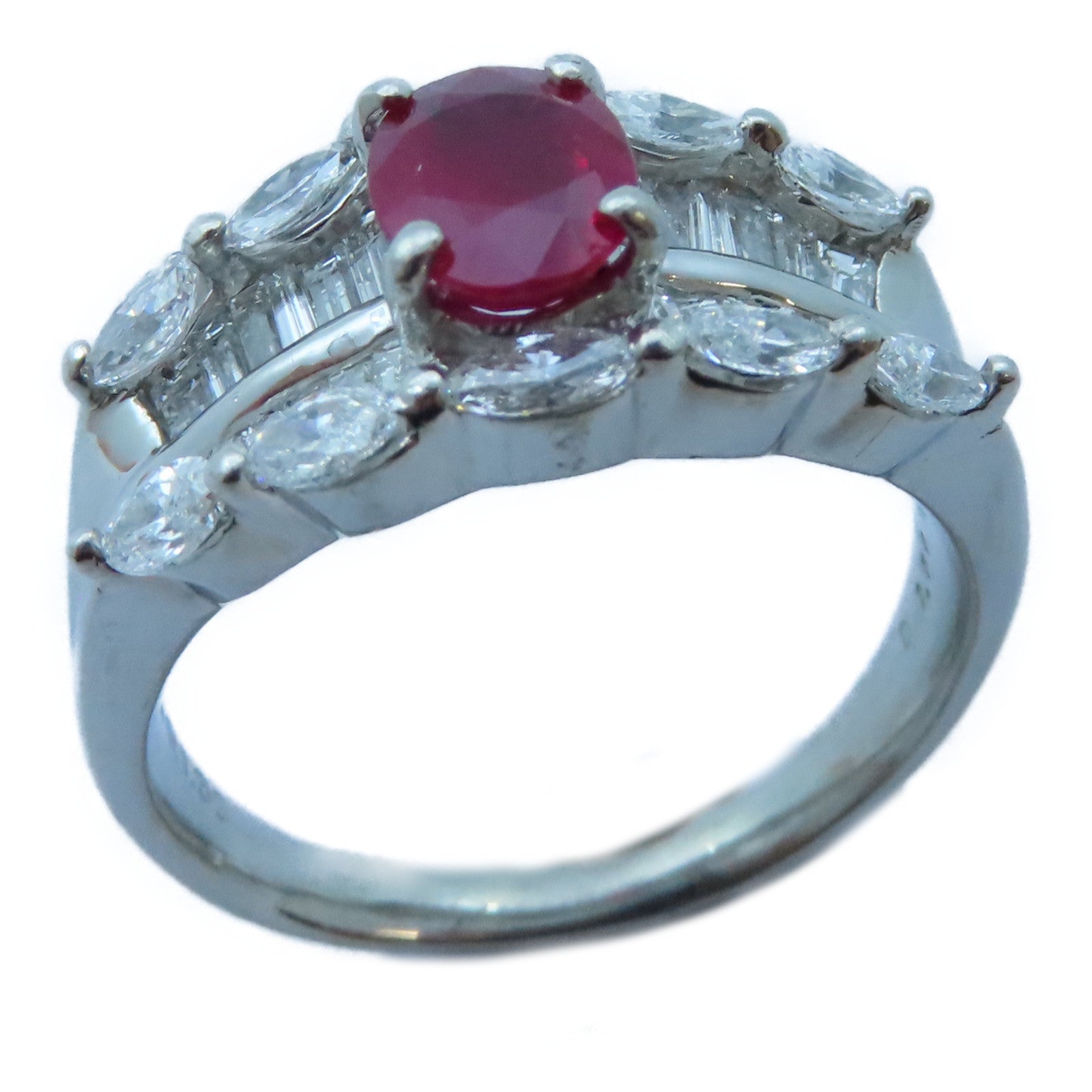 JEWELRY 【激減優惠】PT900白金Ruby/Diamond Ring1.30ct紅寶石/1.50ct鑽石戒指US#9