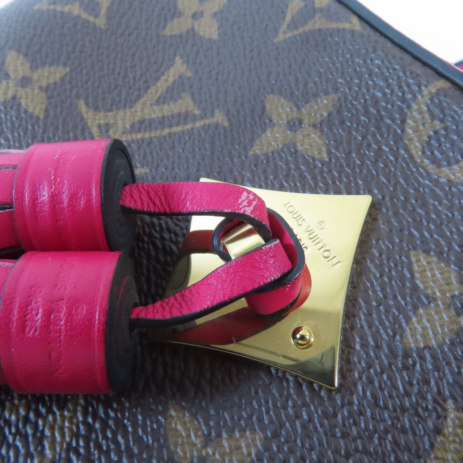 LOUIS VUITTON Monogram Saintonge金扣肩背袋啡色/粉紅色