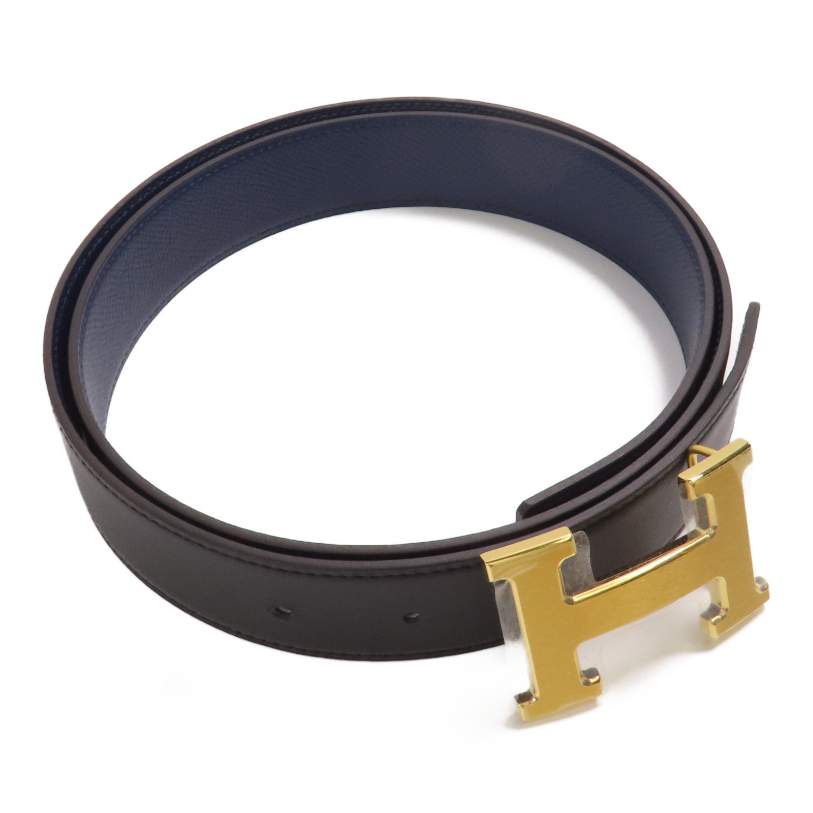 HERMES Epsom/Swift皮革H Belt 90cm金扣皮帶89 Noir