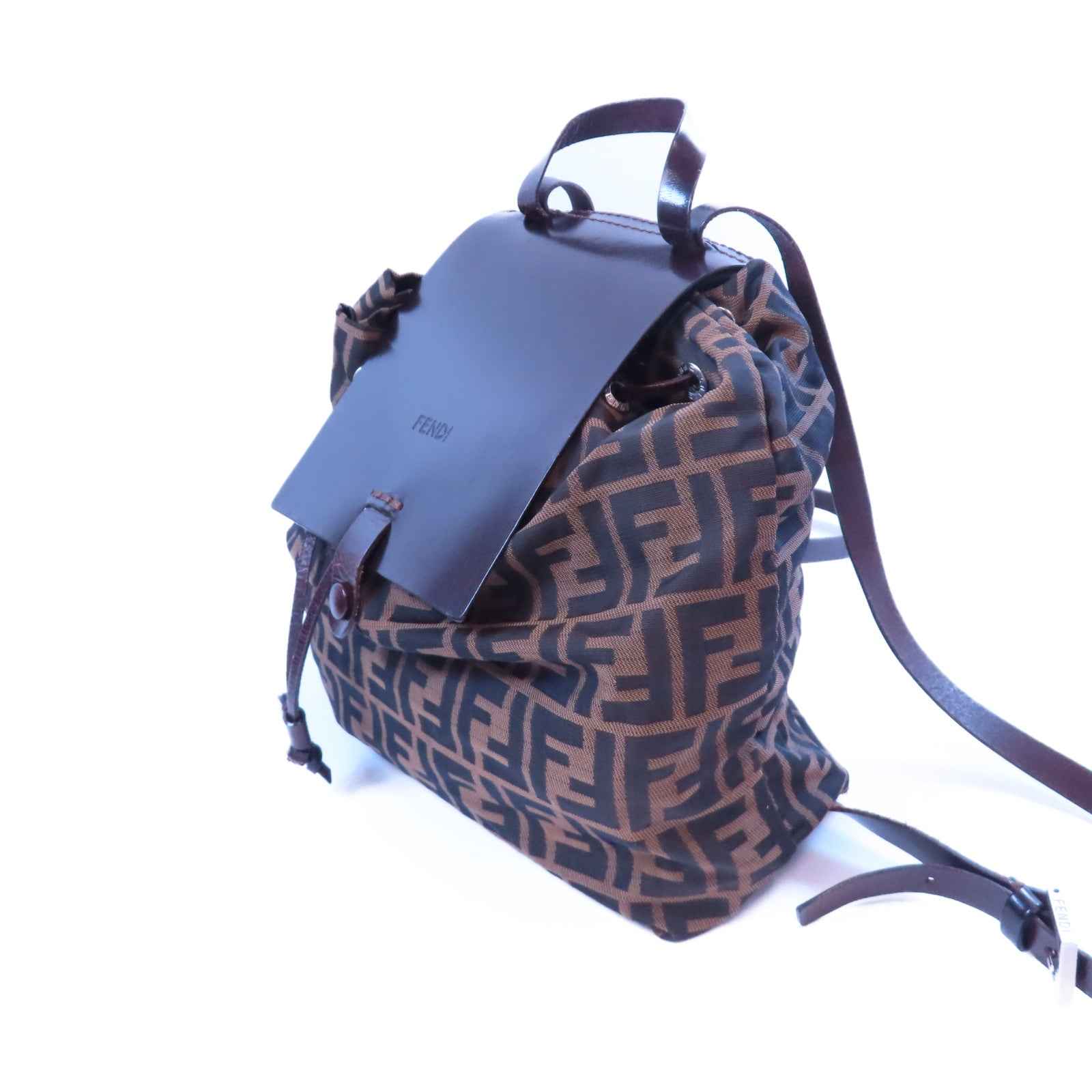 FENDI 牛皮皮革/帆布Backpack金扣背包