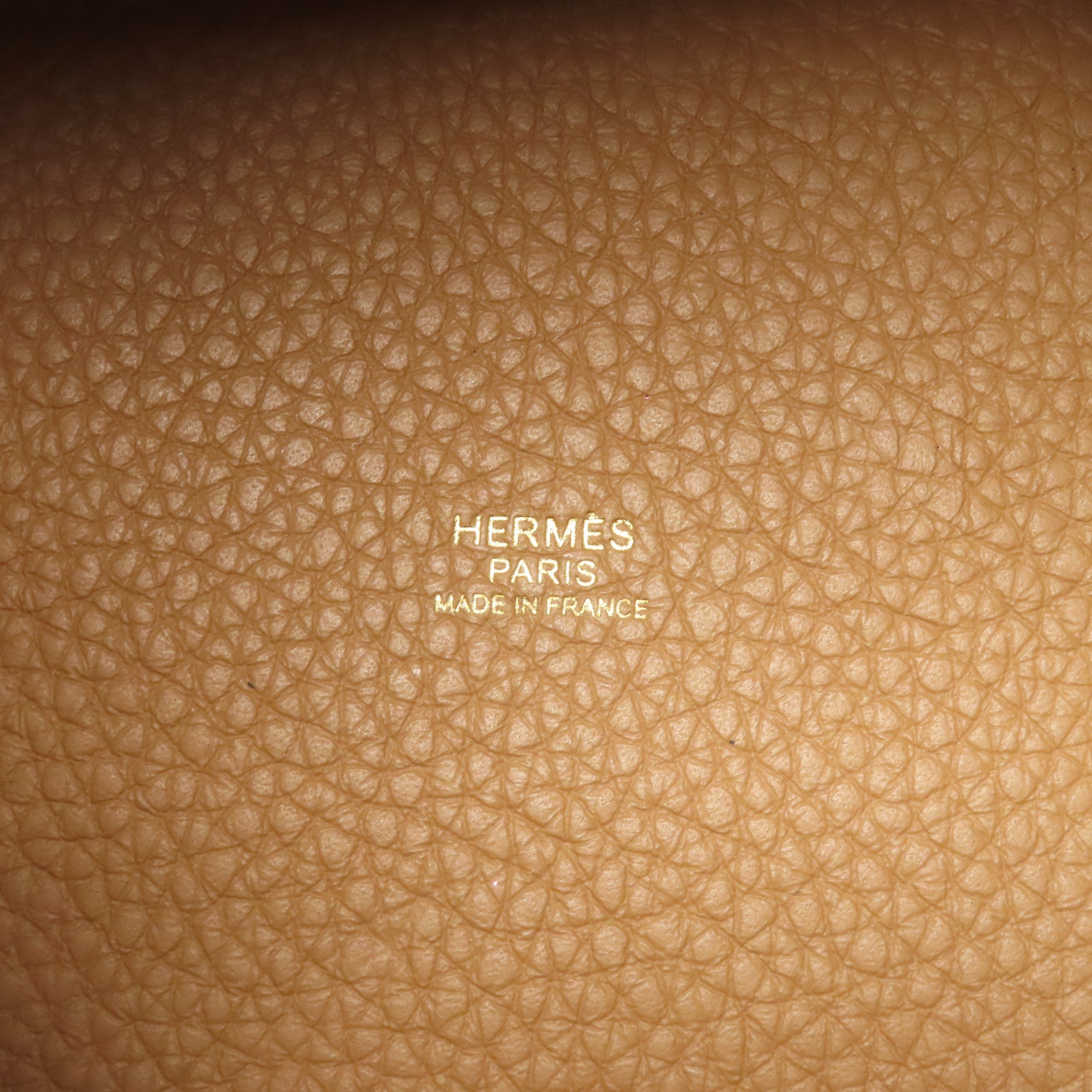 HERMES Clemence皮革Picotin PM金扣手挽袋Chai/棕色