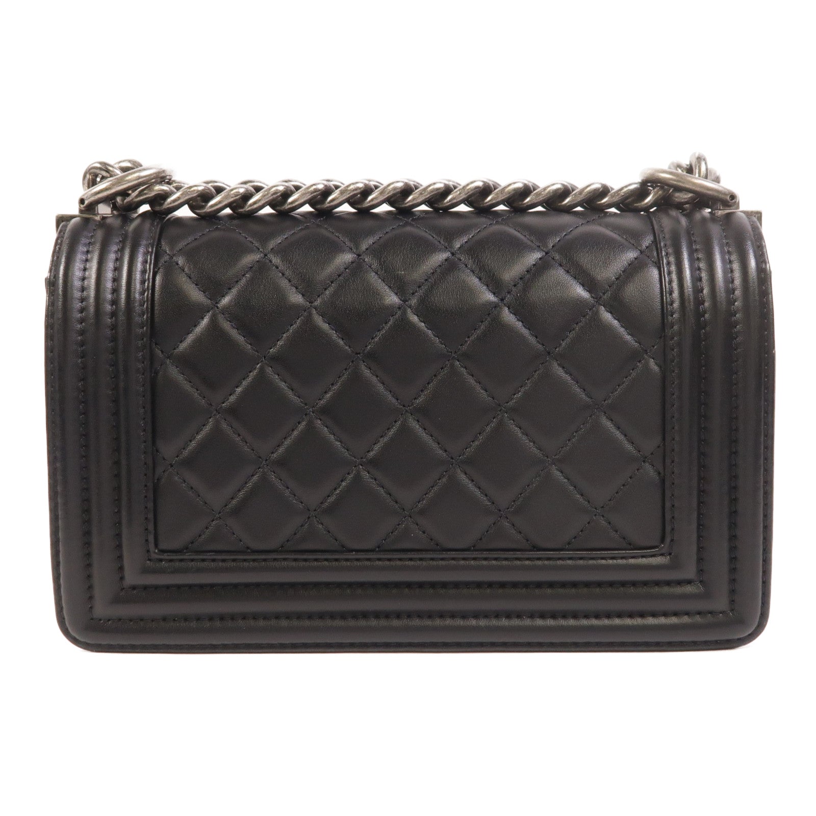 CHANEL 羊皮皮革Boy 20銀扣鏈帶肩背袋