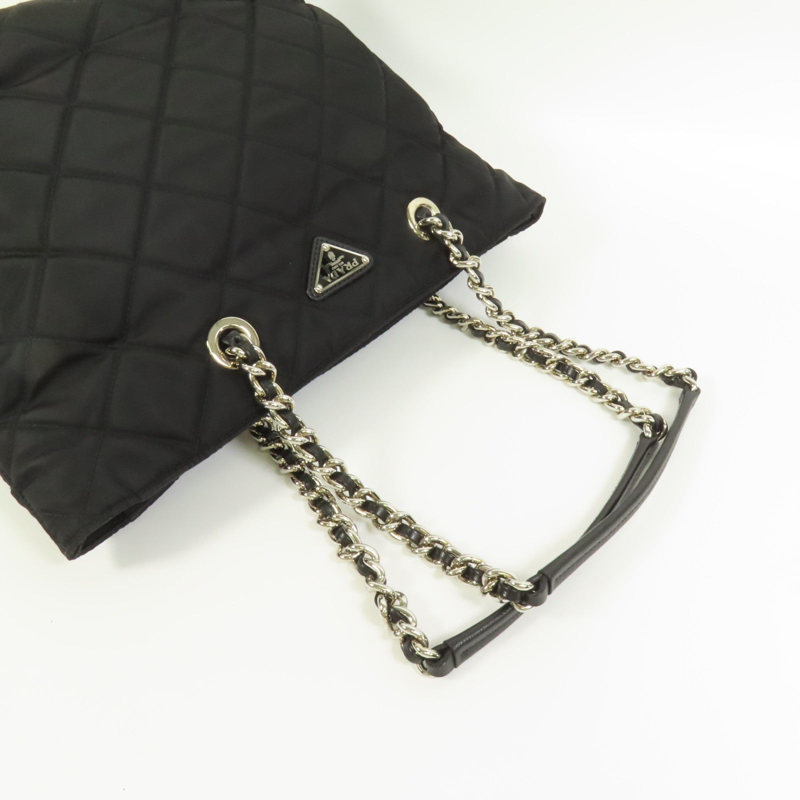 PRADA 尼龍Tote Bag銀扣肩背袋