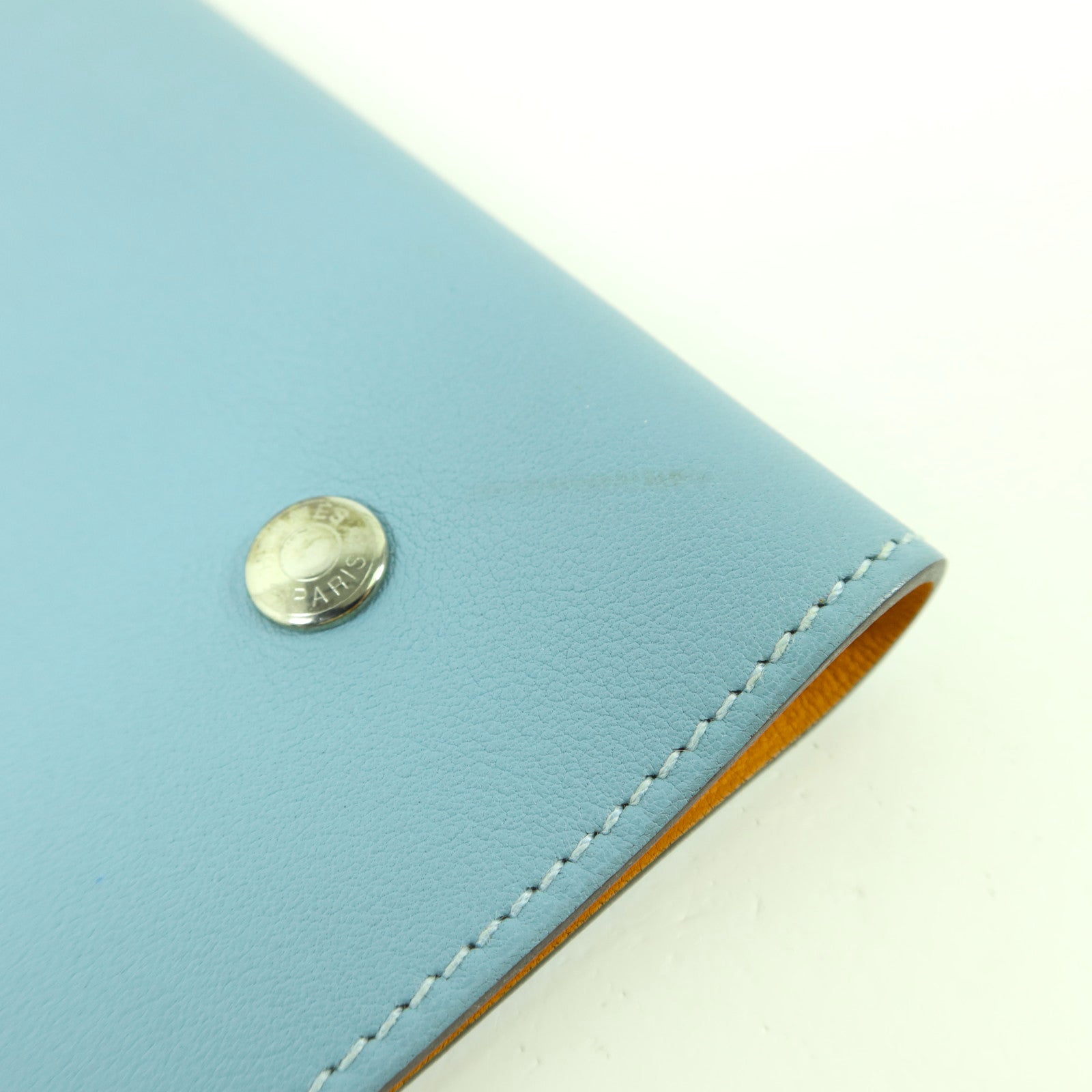 HERMES Swift皮革Notebook Cover銀扣筆記本套Bleu Atoll