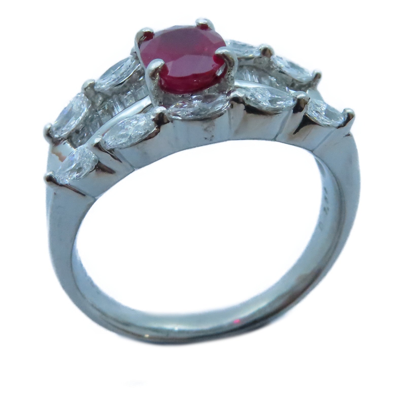 JEWELRY 【激減優惠】PT900白金Ruby/Diamond Ring1.30ct紅寶石/1.50ct鑽石戒指US#9