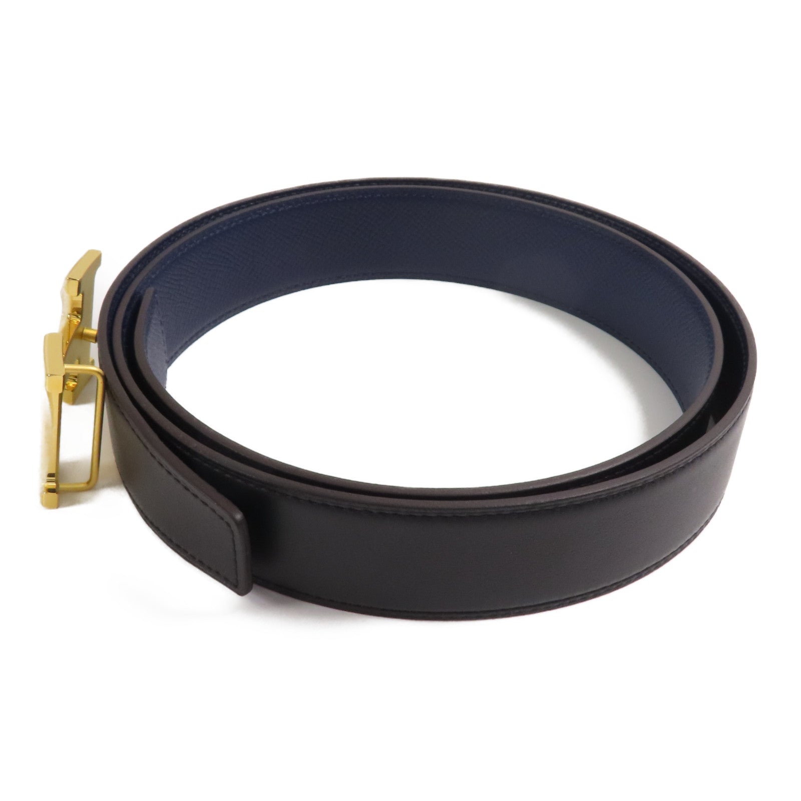 HERMES Epsom/Swift皮革H Belt 90cm金扣皮帶89 Noir