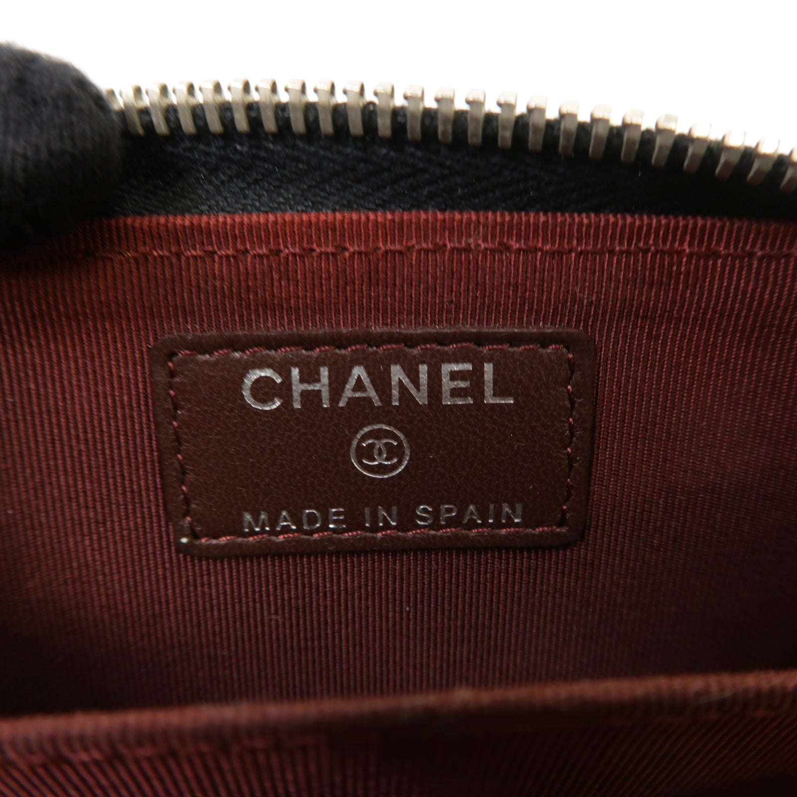CHANEL 菱格羊皮皮革Card Case銀扣卡片套黑色
