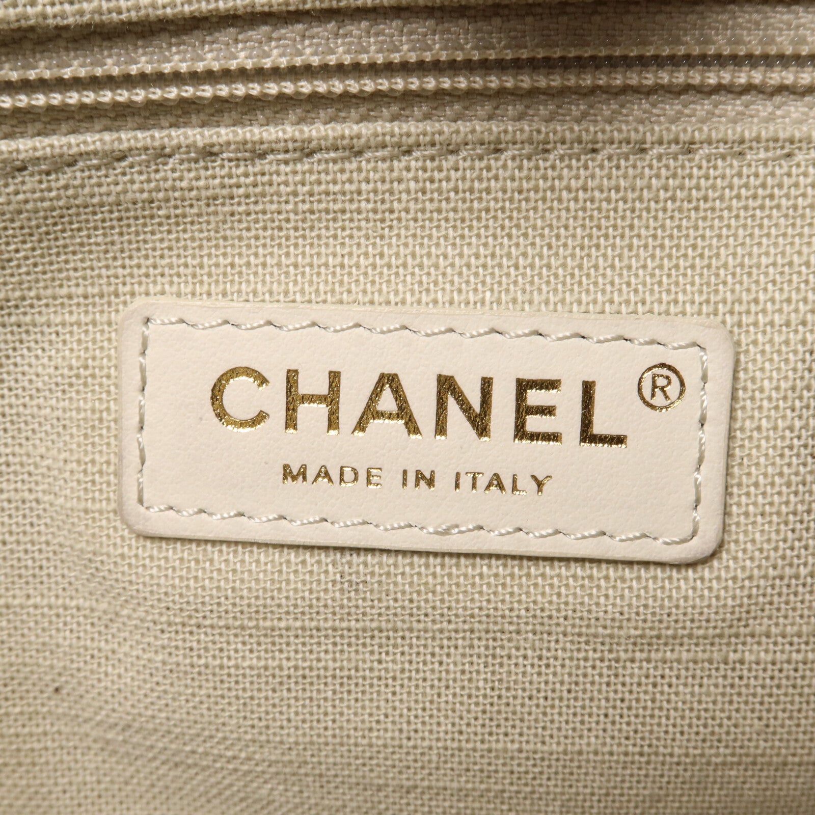 CHANEL 帆布Deauville MM鏈帶手挽肩背兩用袋
