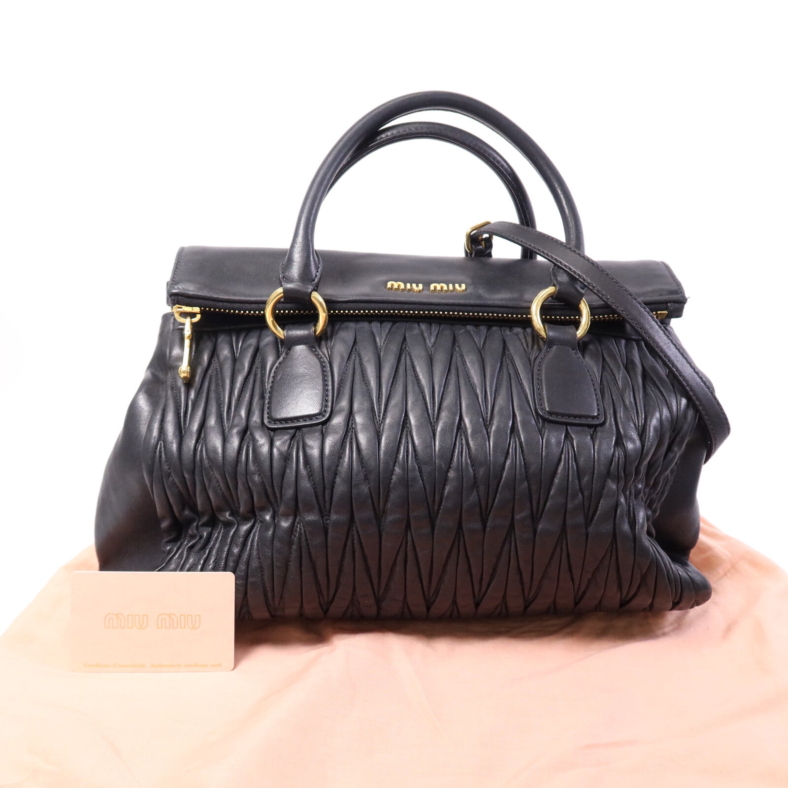 Miu Miu 羊皮皮革2 Way Shoulder Bag金扣手挽肩背兩用袋