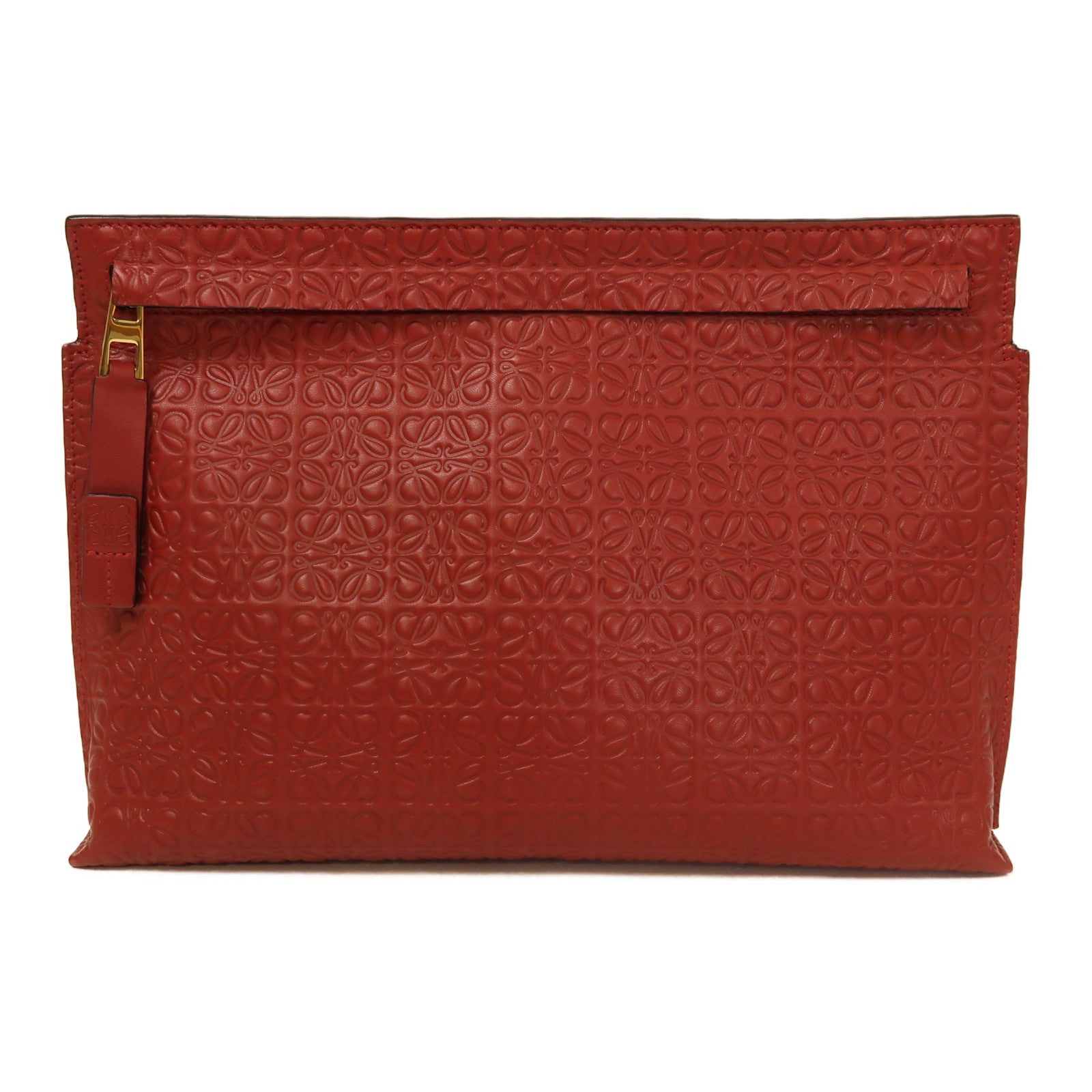 LOEWE 牛皮皮革Clutch Bag金扣手拿包紅色