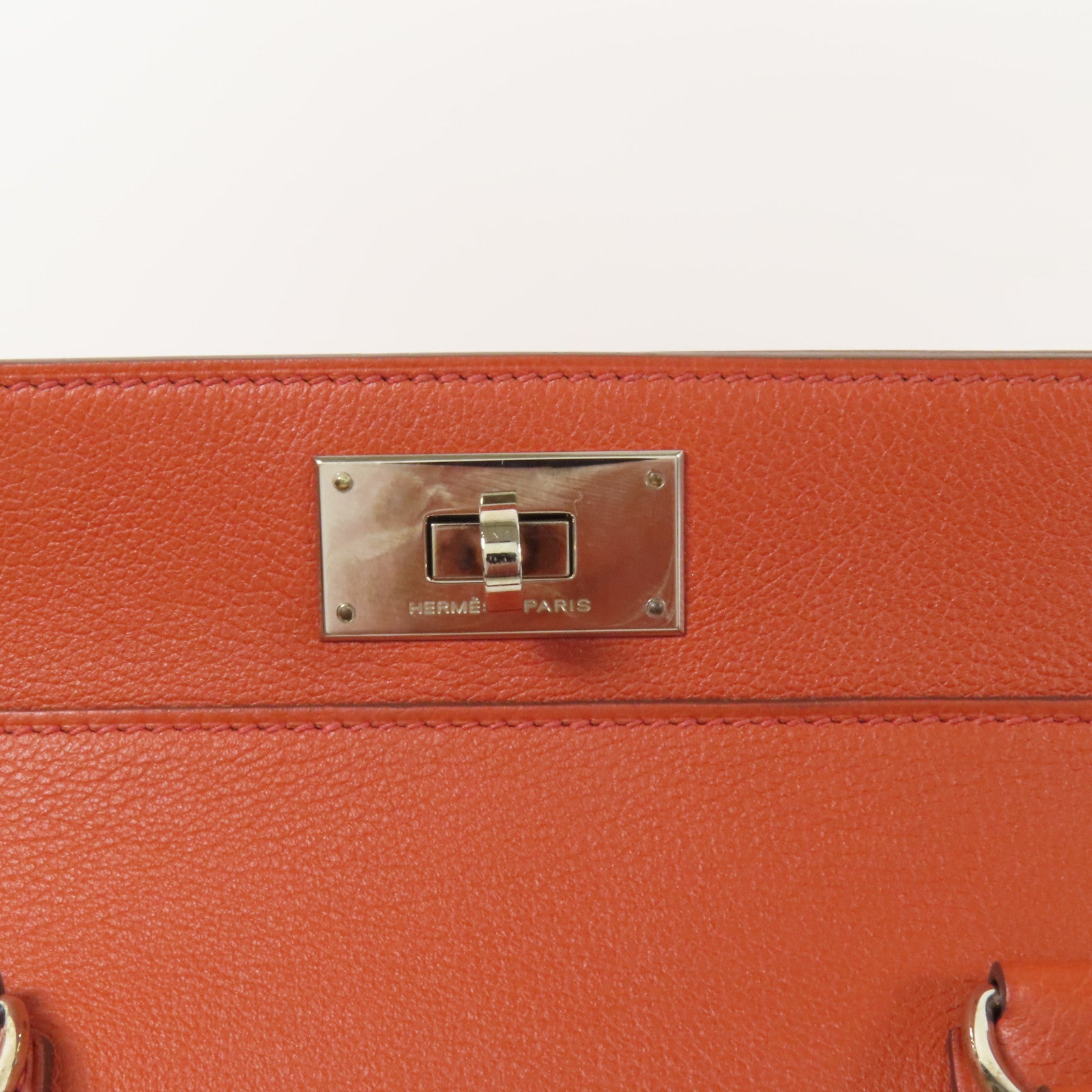 HERMES Evercolor皮革Tool Box 20銀扣手挽肩背兩用袋Brique