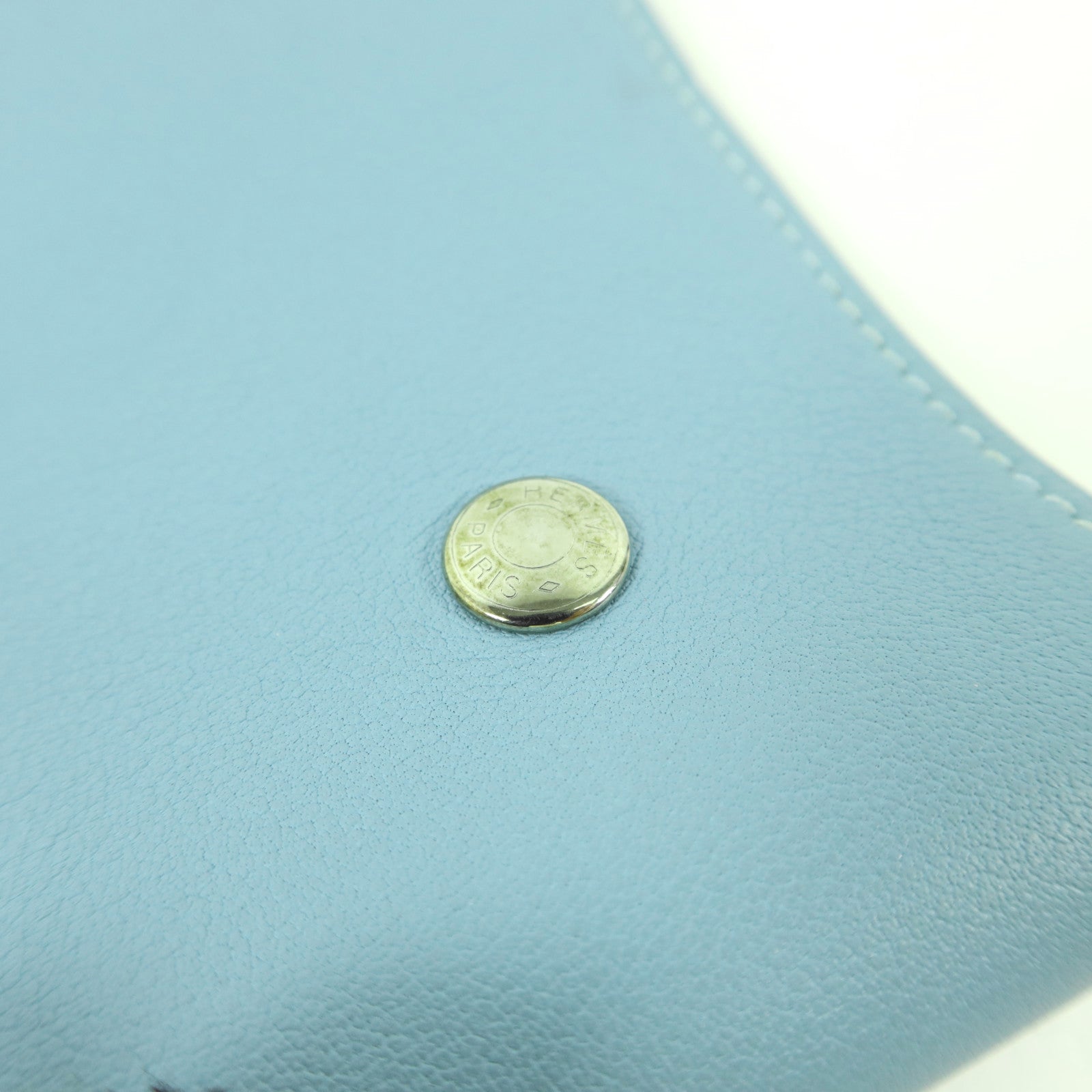 HERMES Swift皮革Notebook Cover銀扣筆記本套Bleu Atoll