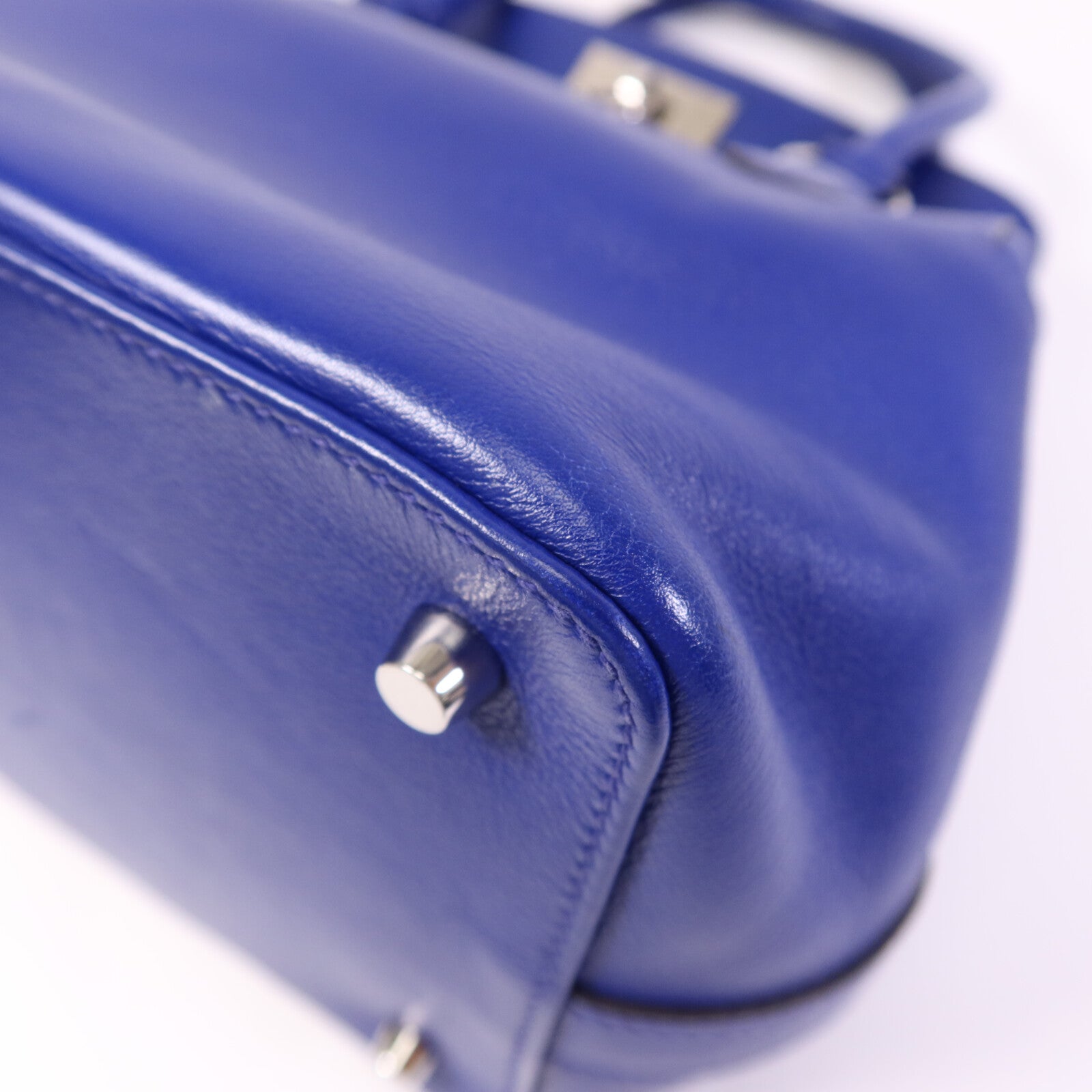 HERMES Evercolor皮革Tool Box 20銀扣手挽肩背兩用袋Blue Electric