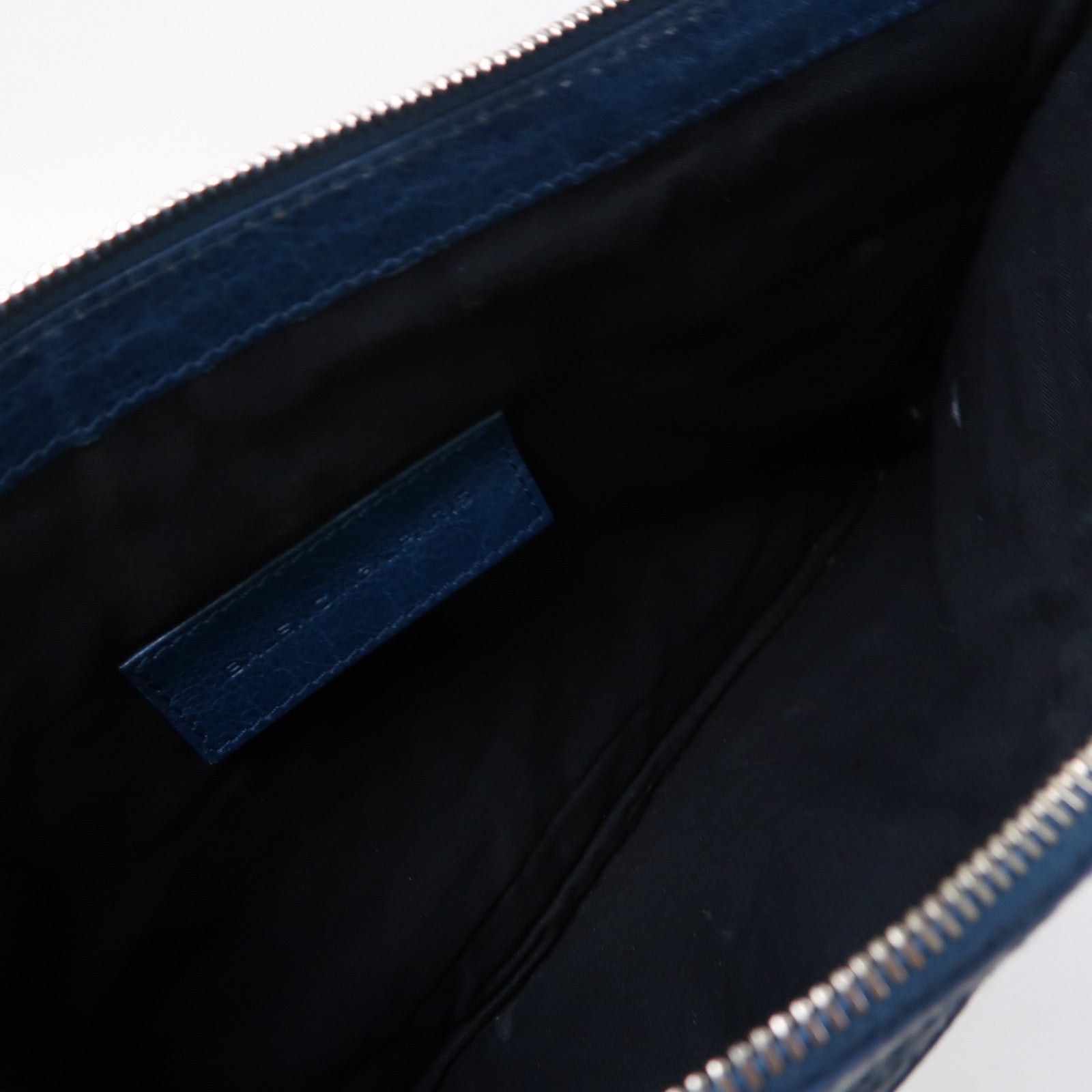 BALENCIAGA 牛皮皮革Clutch Bag銀扣手拿包藍色