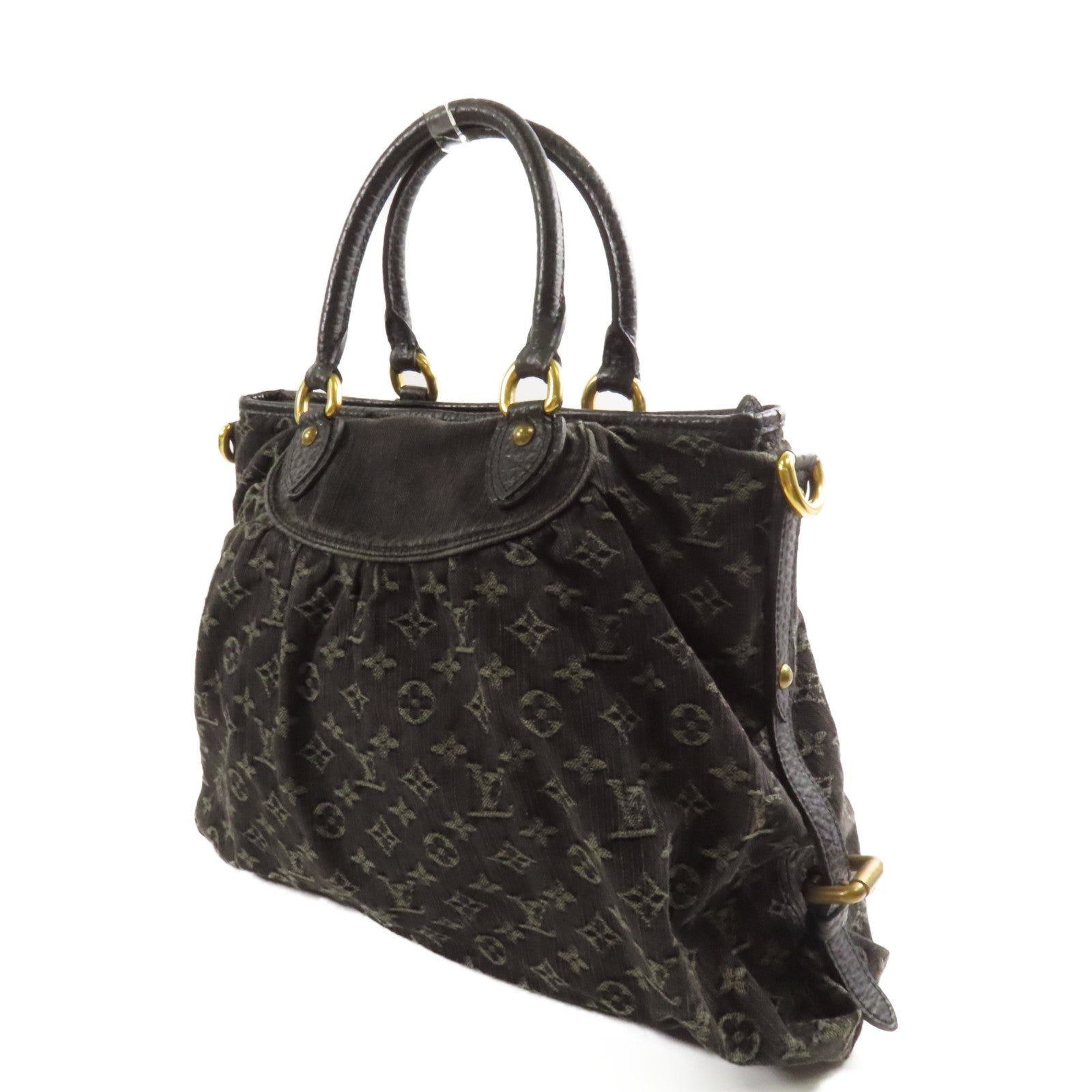 LOUIS VUITTON Monogram Denim Neo Cabby MM金扣手挽肩背兩用袋
