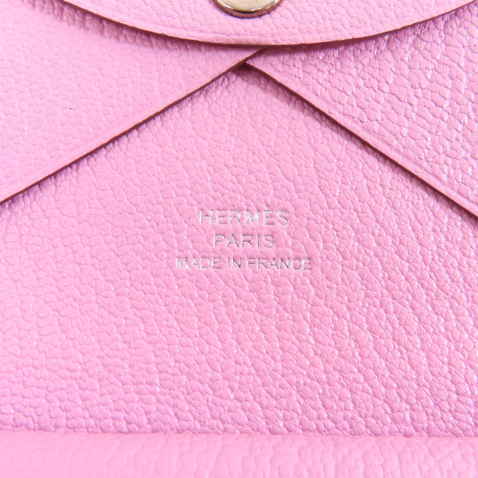 HERMES 【激減優惠】Epsom皮革Calvi Duo銀扣卡片套Mauve Sylvestre粉紅色
