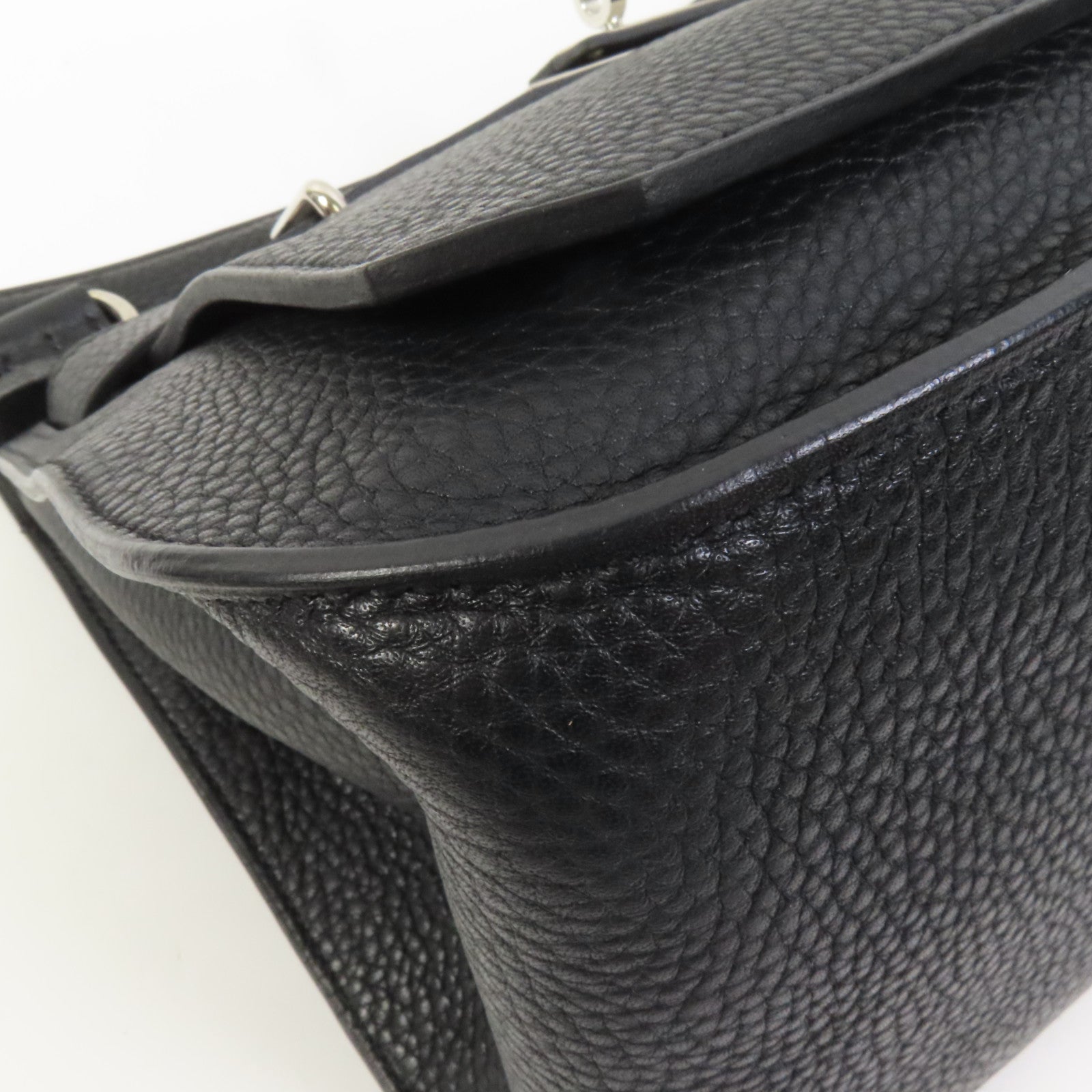 HERMES Clemence皮革Jypsiere 31銀扣肩背袋Noir