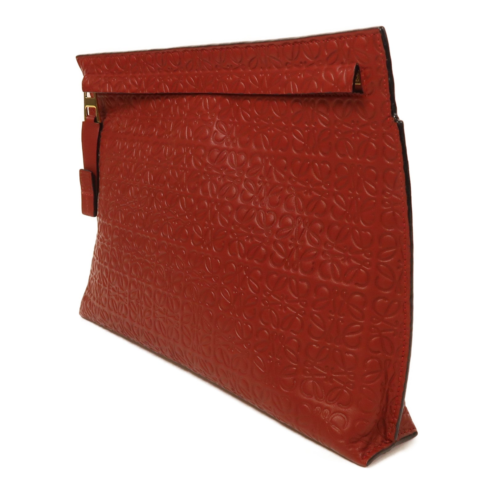 LOEWE 牛皮皮革Clutch Bag金扣手拿包紅色
