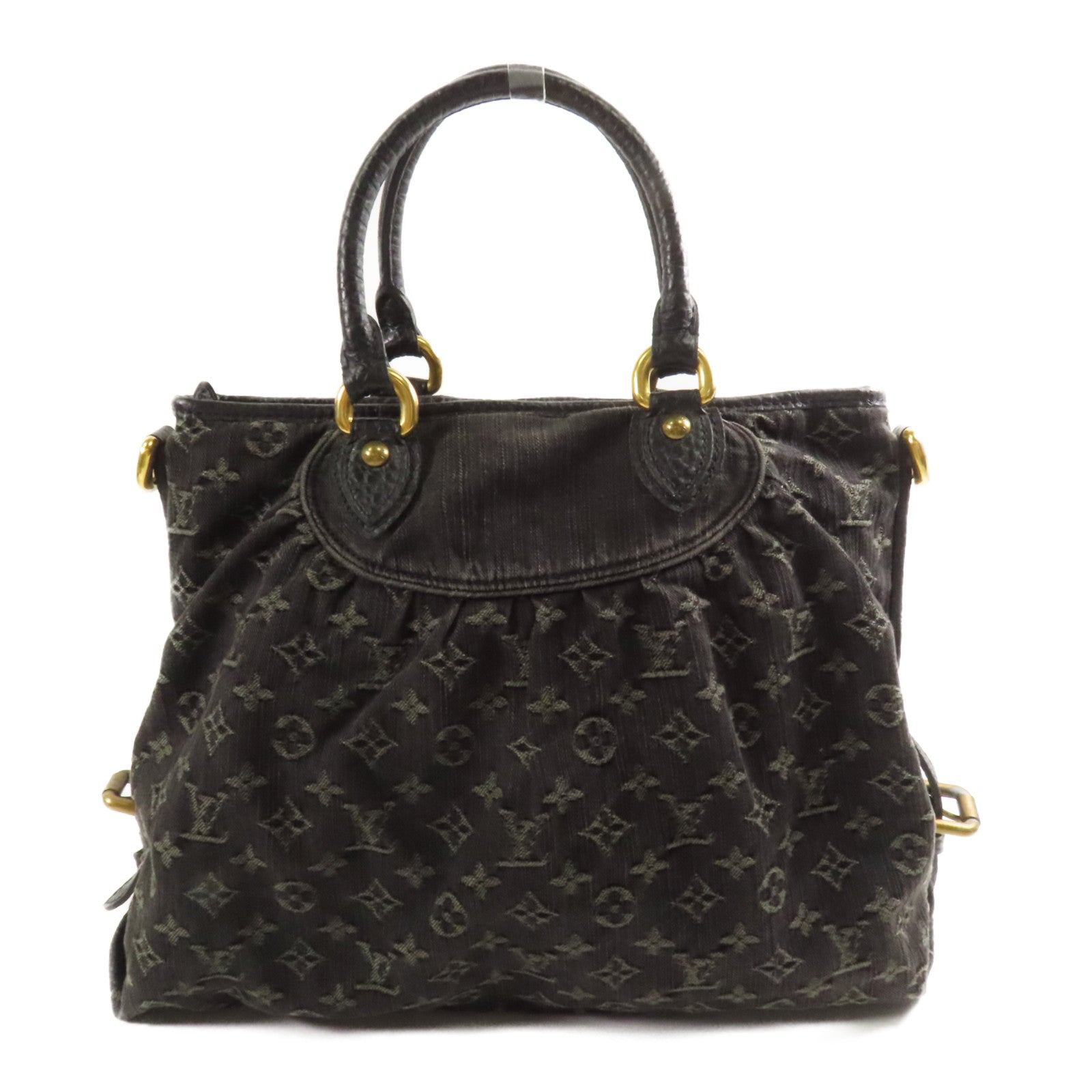 LOUIS VUITTON Monogram Denim Neo Cabby MM金扣手挽肩背兩用袋