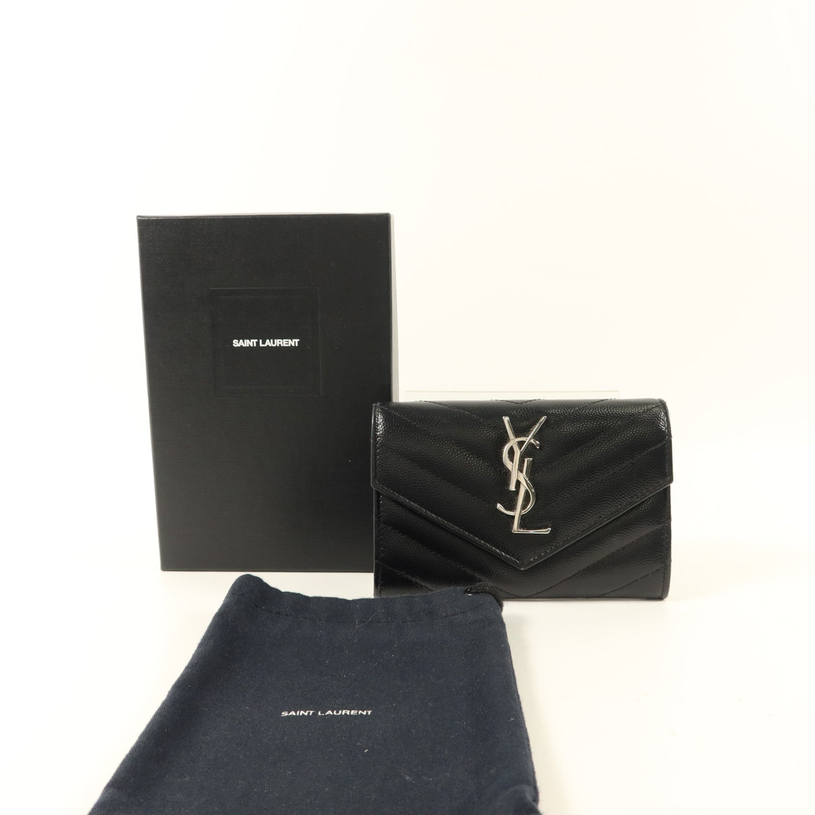 SAINT LAURENT 牛皮皮革Matelasse Small Envelope銀扣錢包