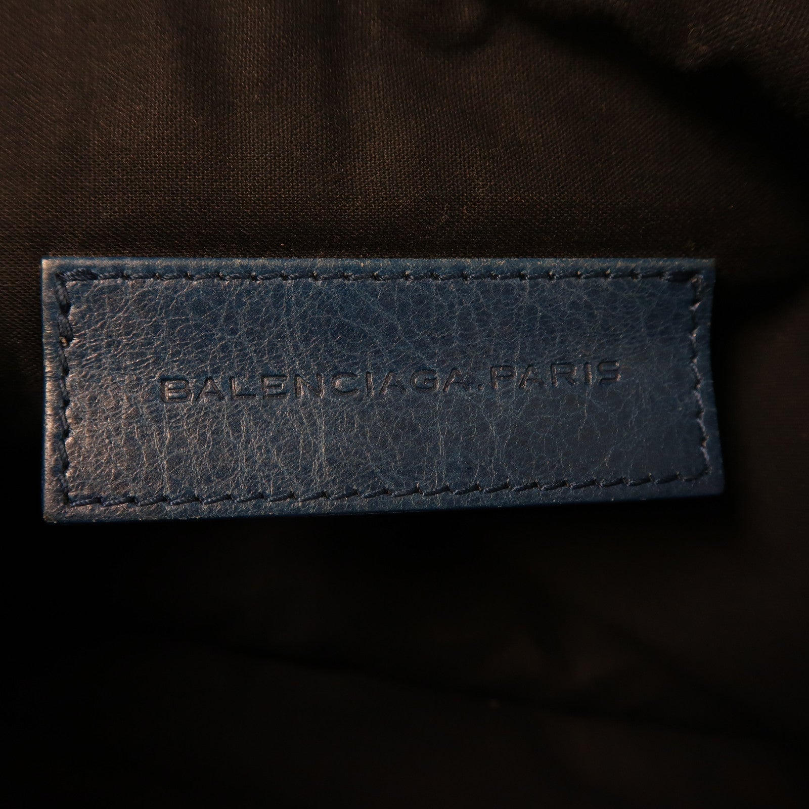 BALENCIAGA 牛皮皮革Clutch Bag銀扣手拿包藍色