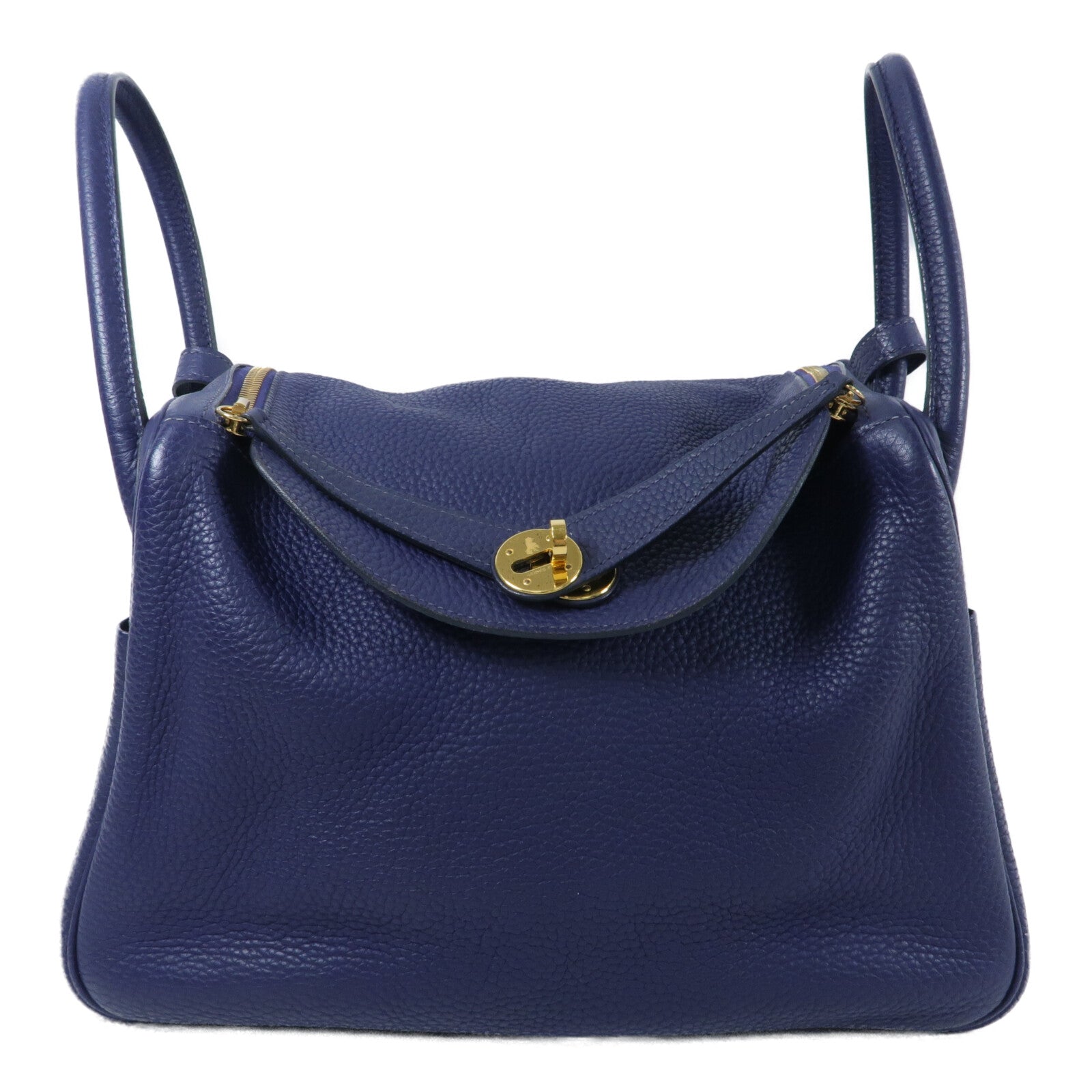 HERMES Clemence皮革Lindy 30手挽肩背兩用袋Bleu Encre