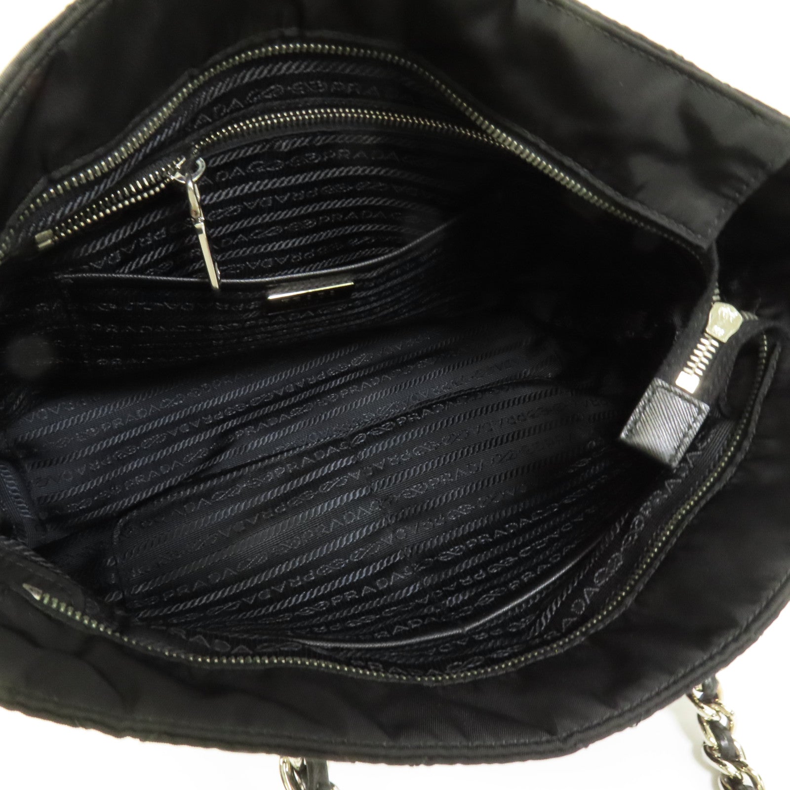 PRADA 尼龍Tote Bag銀扣肩背袋