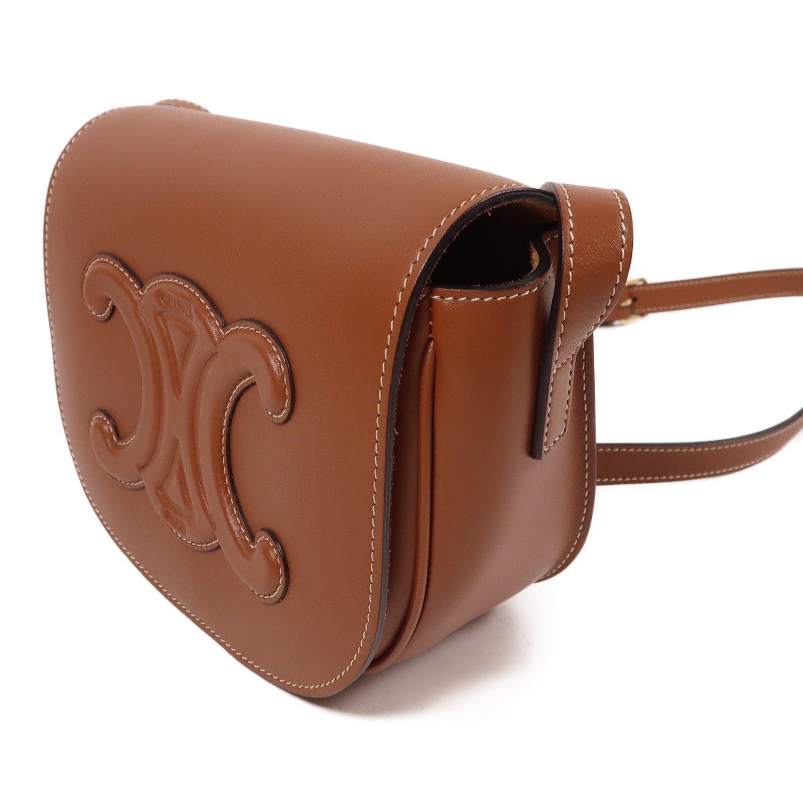 CELINE 牛皮皮革Folco Triomphe金扣肩背袋