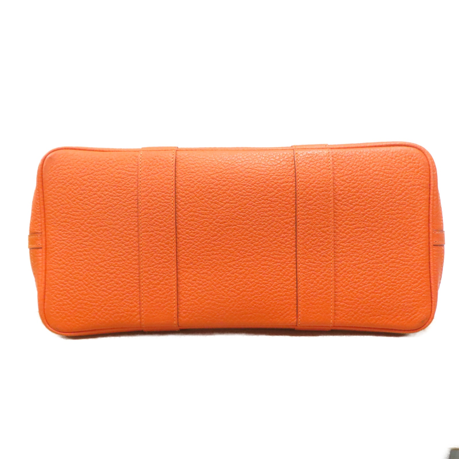HERMES 【激減優惠】Clemence皮革GardenParty PM銀扣手挽袋火焰橙色