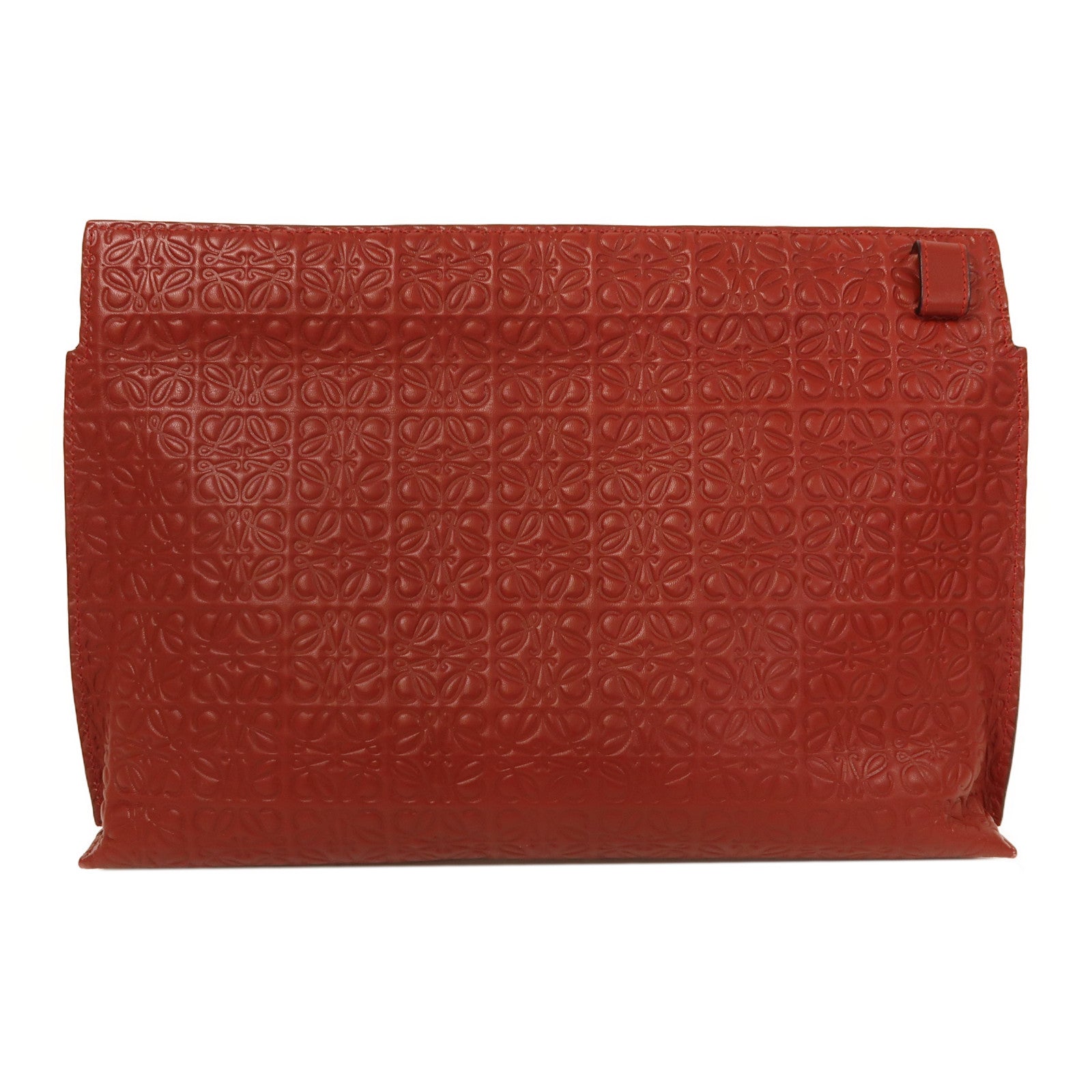 LOEWE 牛皮皮革Clutch Bag金扣手拿包紅色