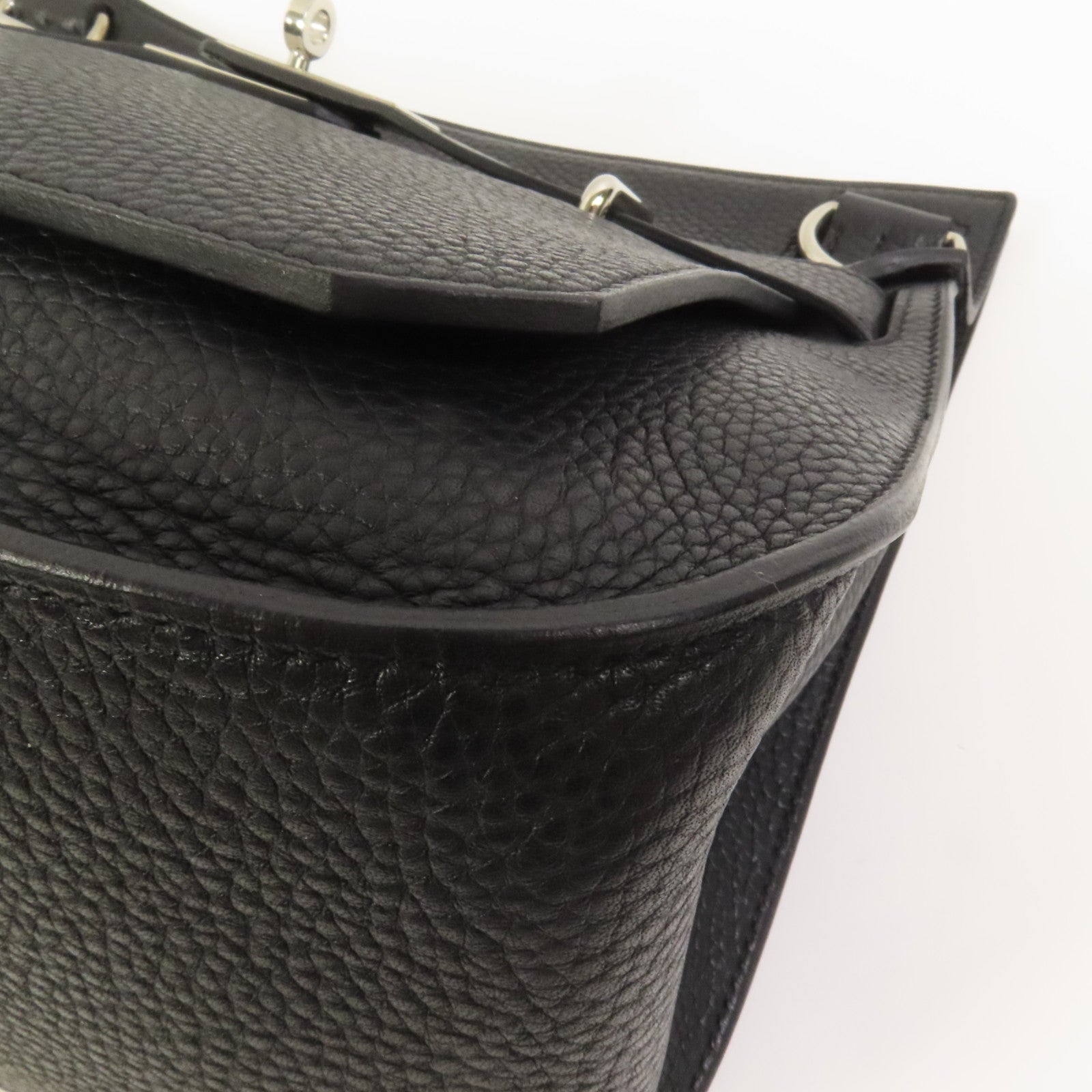 HERMES Clemence皮革Jypsiere 31銀扣肩背袋Noir
