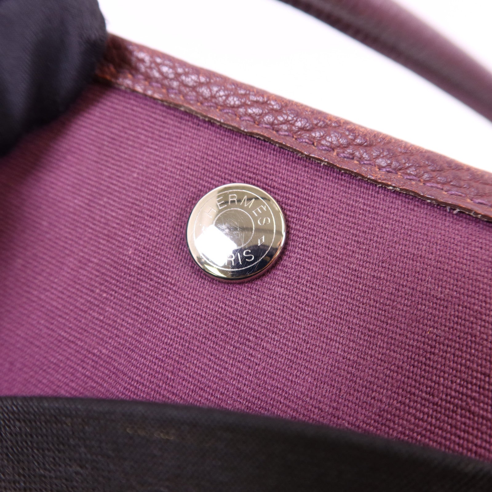 HERMES 帆布Garden Party PM銀扣手挽袋