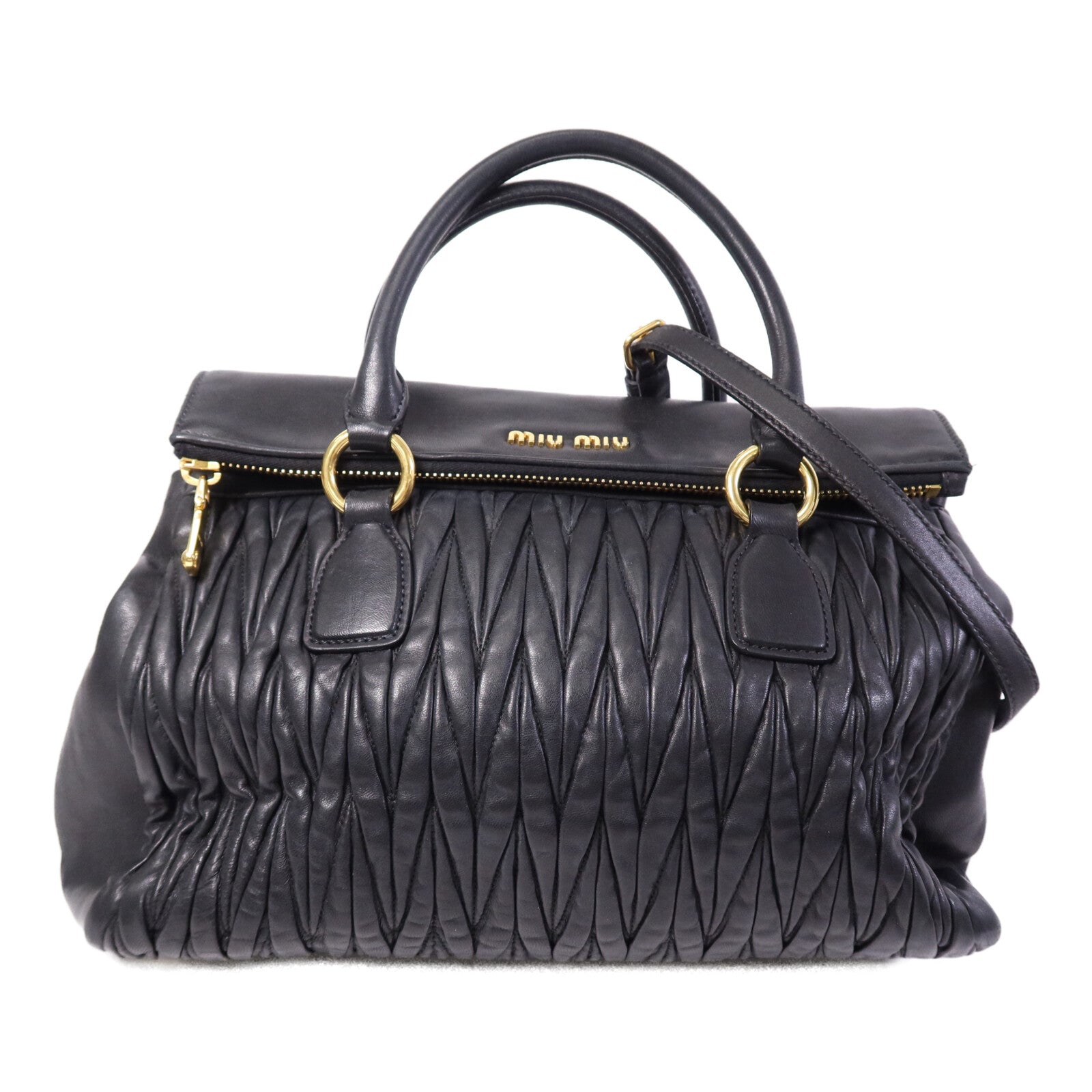 Miu Miu 羊皮皮革2 Way Shoulder Bag金扣手挽肩背兩用袋