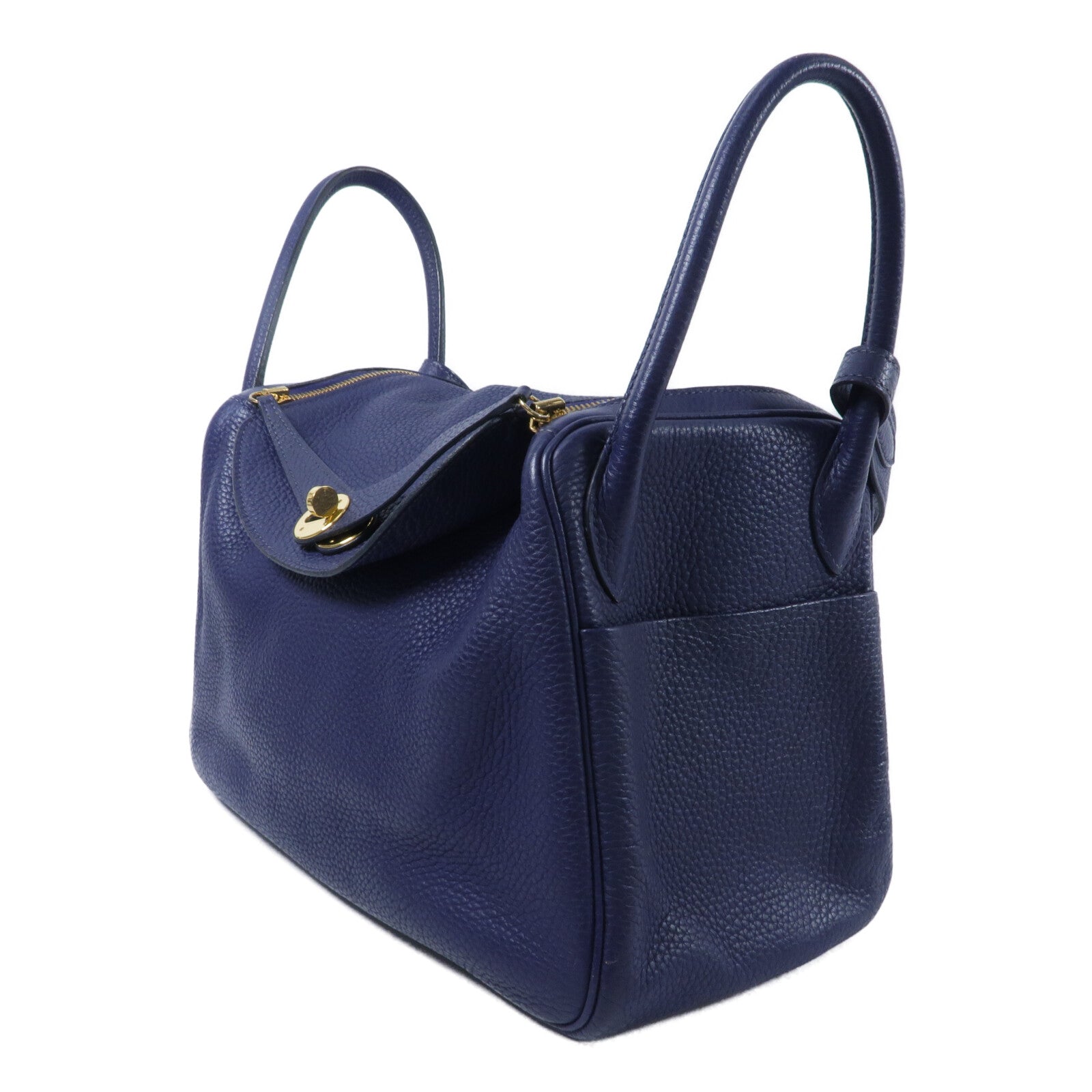 HERMES Clemence皮革Lindy 30手挽肩背兩用袋Bleu Encre
